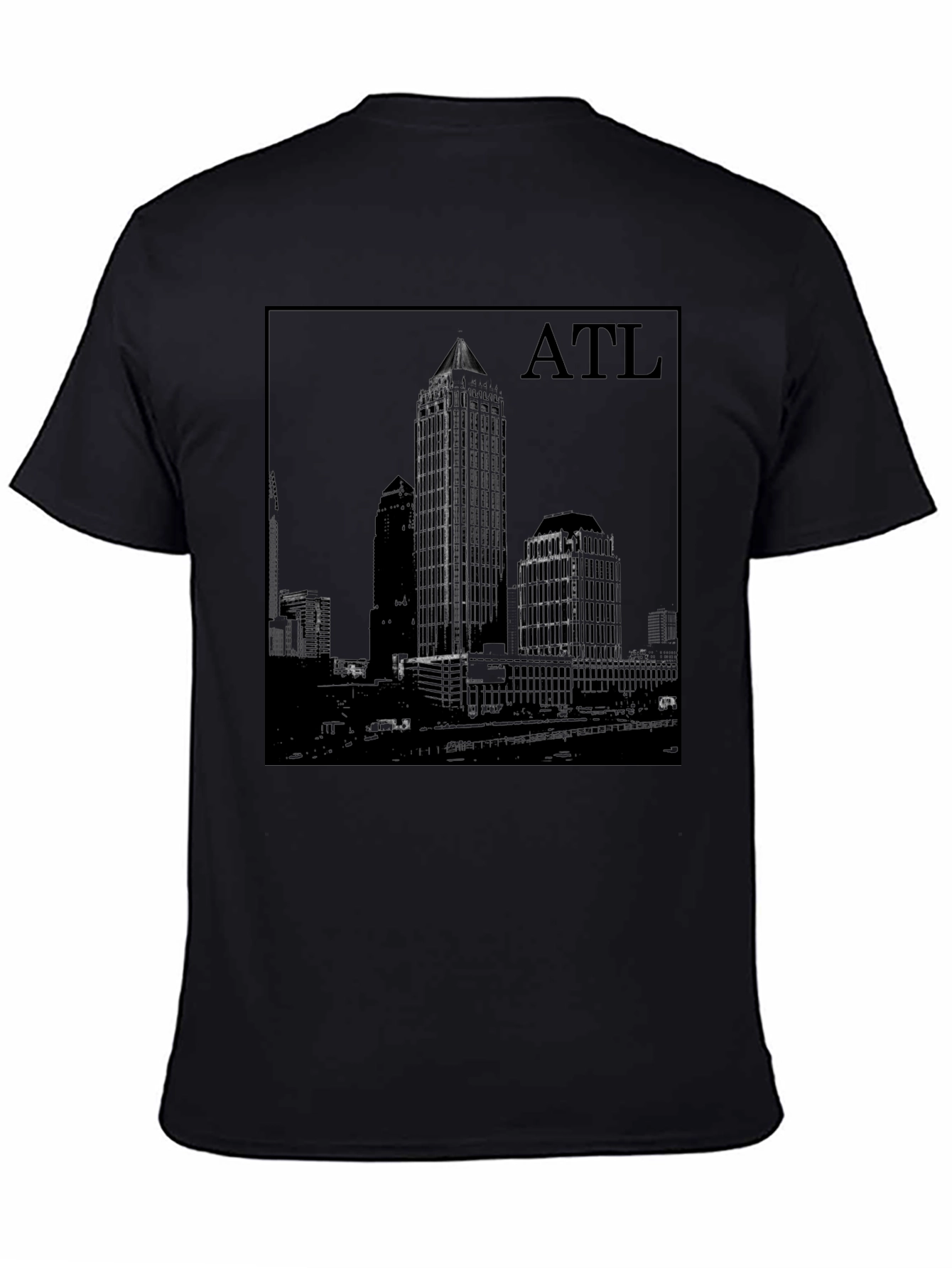 Black Atlanta Skyline Black Graphic T-Shirt view 4