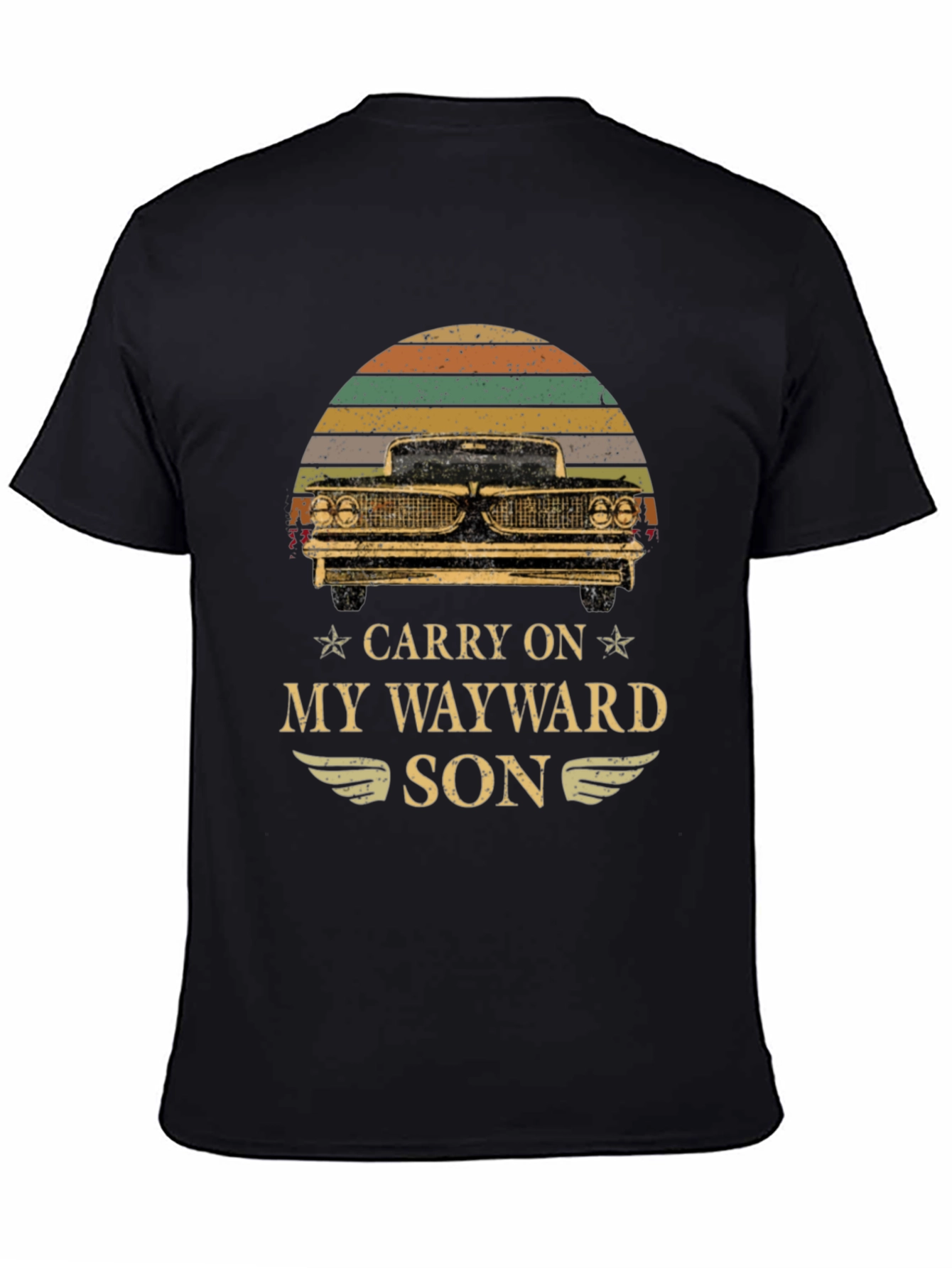 Black Carry On My Wayward Son Graphic Tee view 4