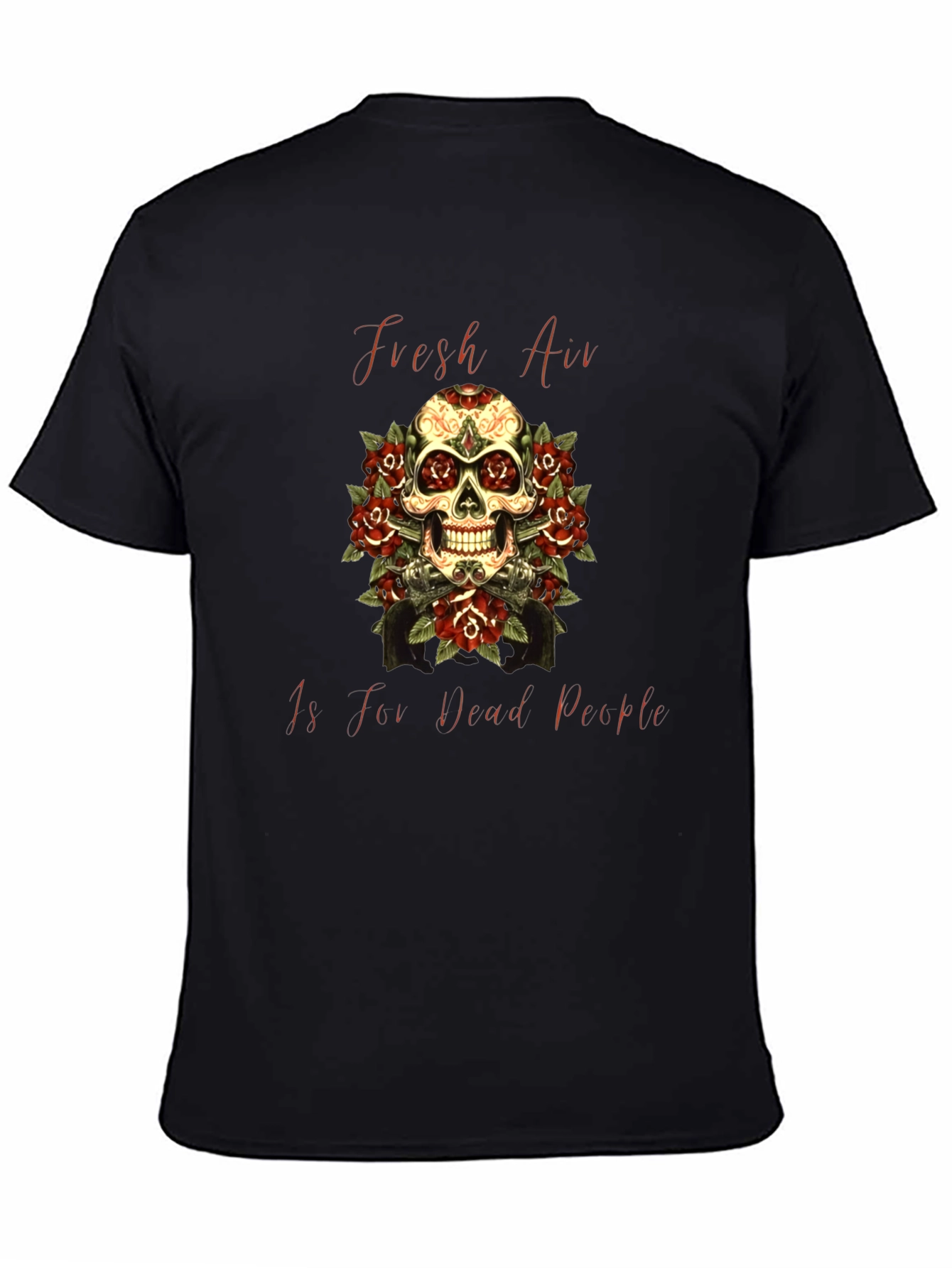 Black Fresh Air Dead People Skull Graphic T-Shirt view 4