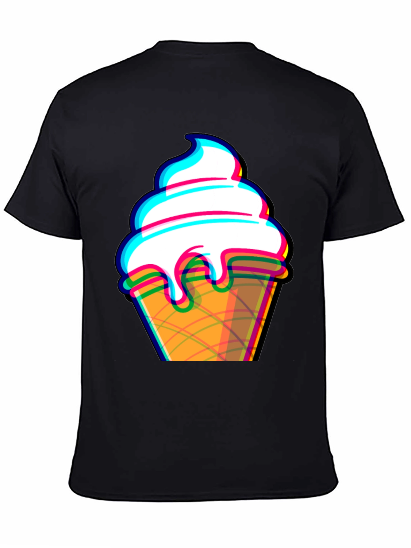 Black Ice Cream Cone Graphic Tee - Black Cotton T-Shirt view 4