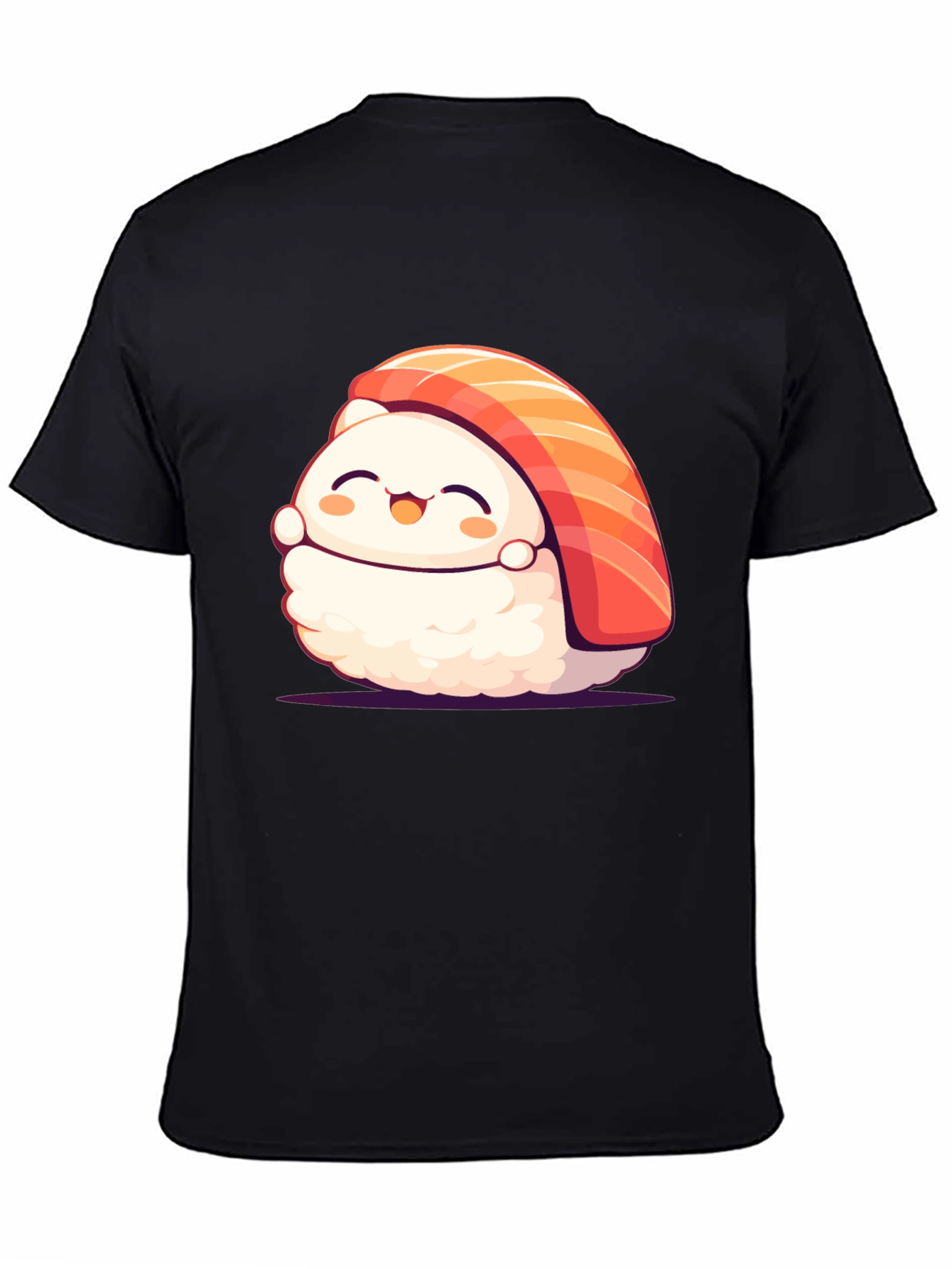 Black Cute Sushi Graphic T-Shirt - Black view 4