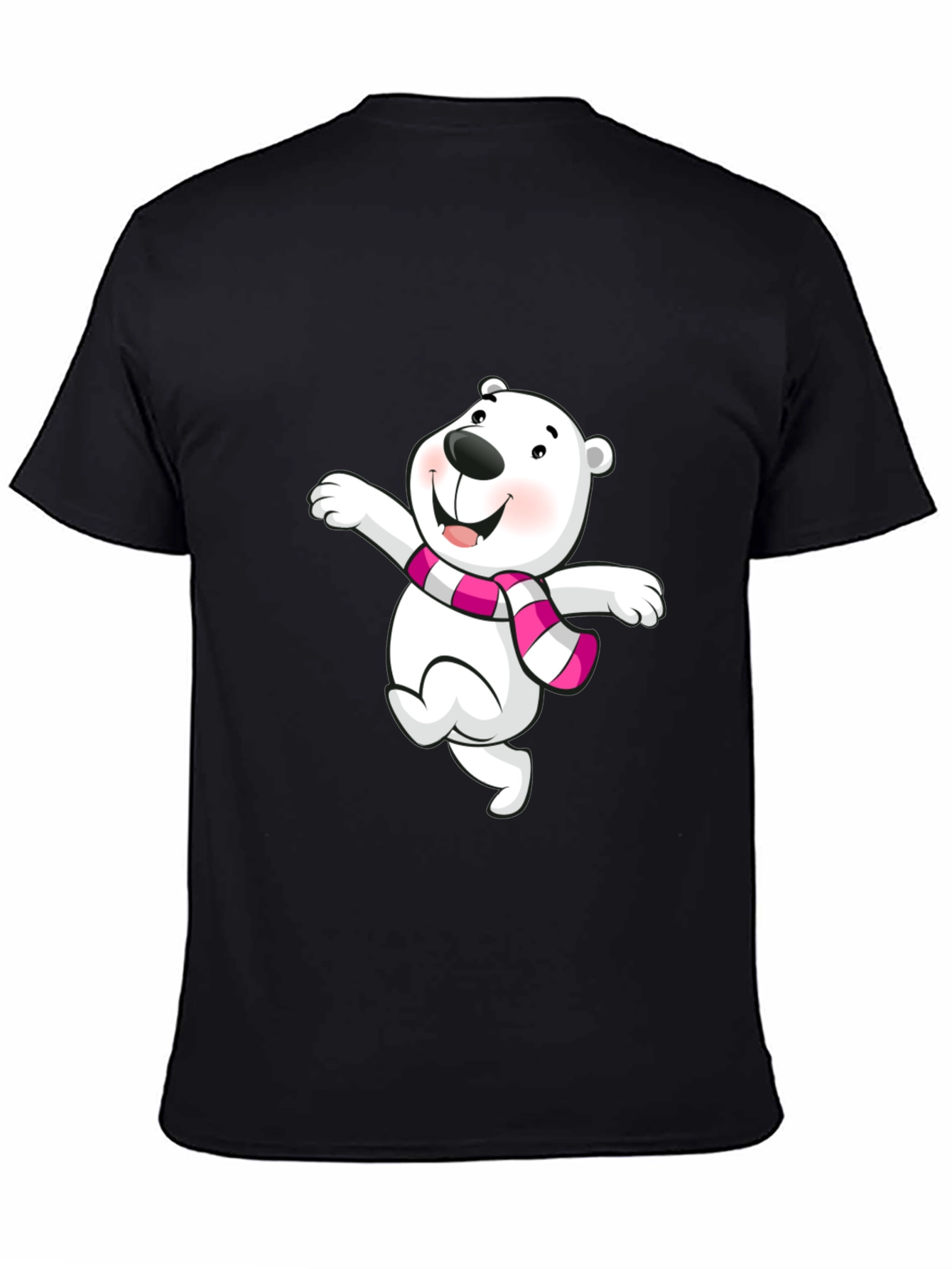 Black Cute Bear Graphic Tee - Black Cotton Blend Shirt view 4