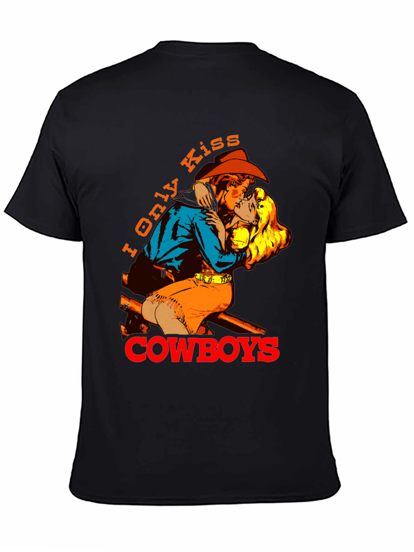 Black I Only Kiss Cowboys Graphic Tee - Western Style view 4