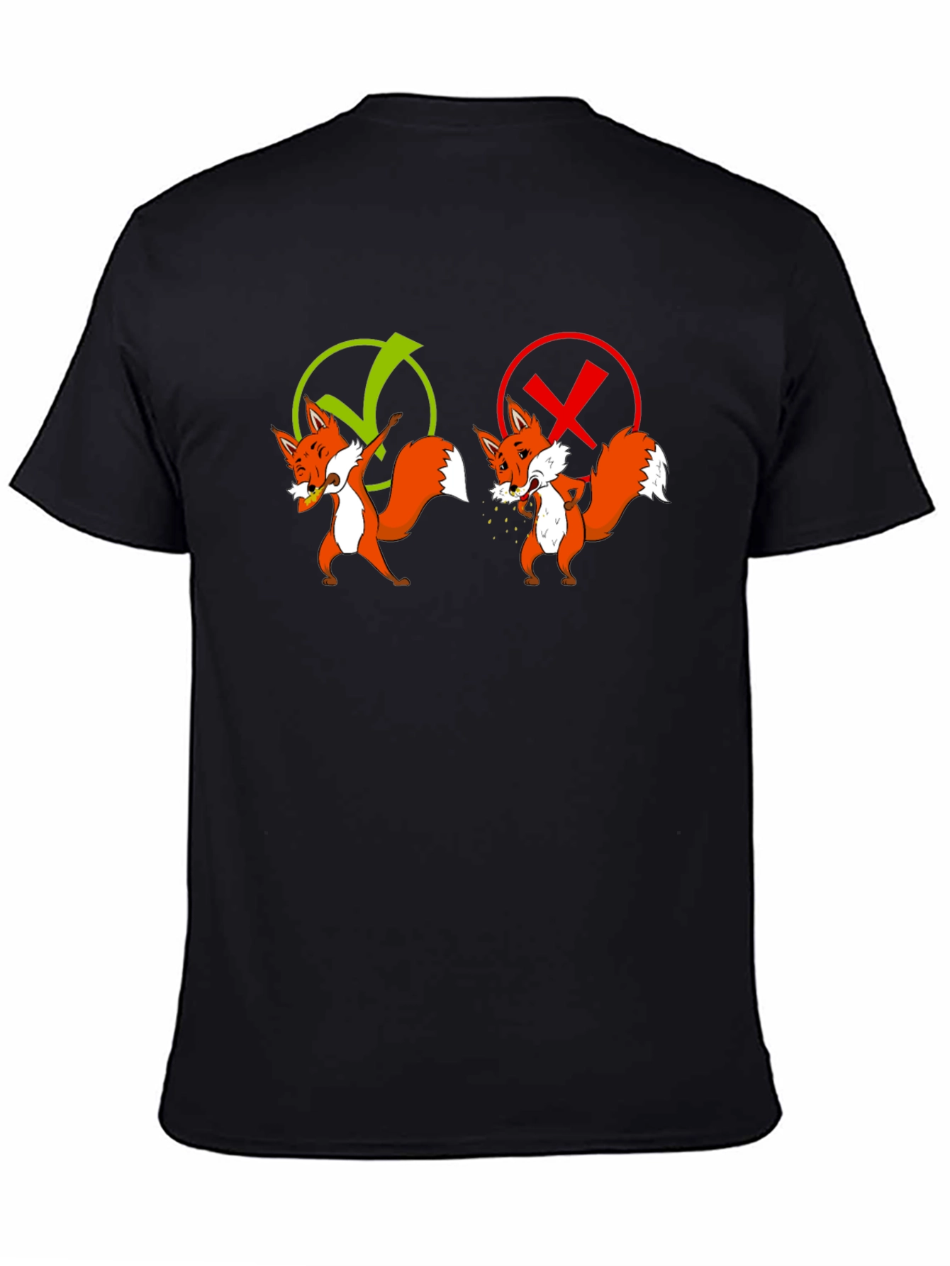 Black Funny Fox T-Shirt - Right vs Wrong view 4