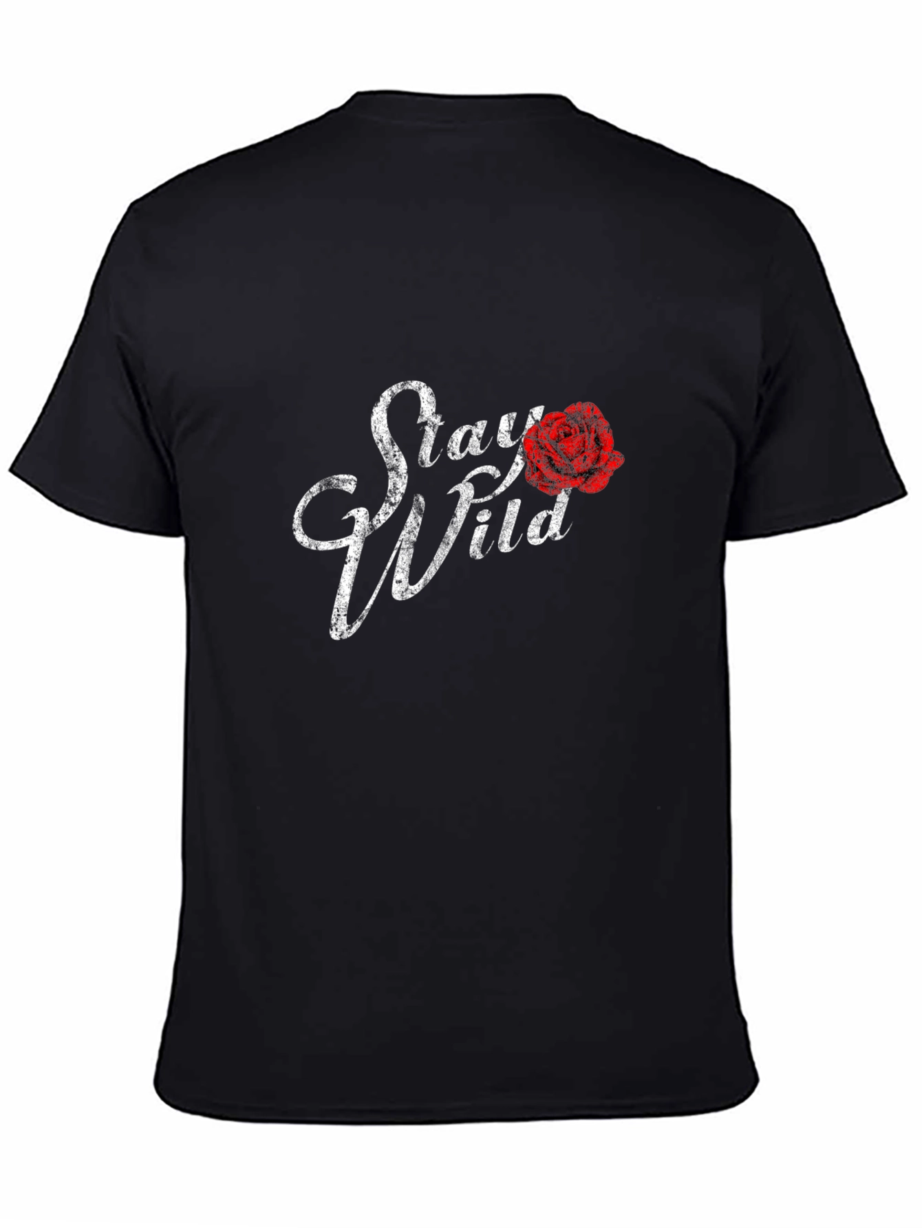 Black Stay Wild Rose Graphic Black T-Shirt view 4