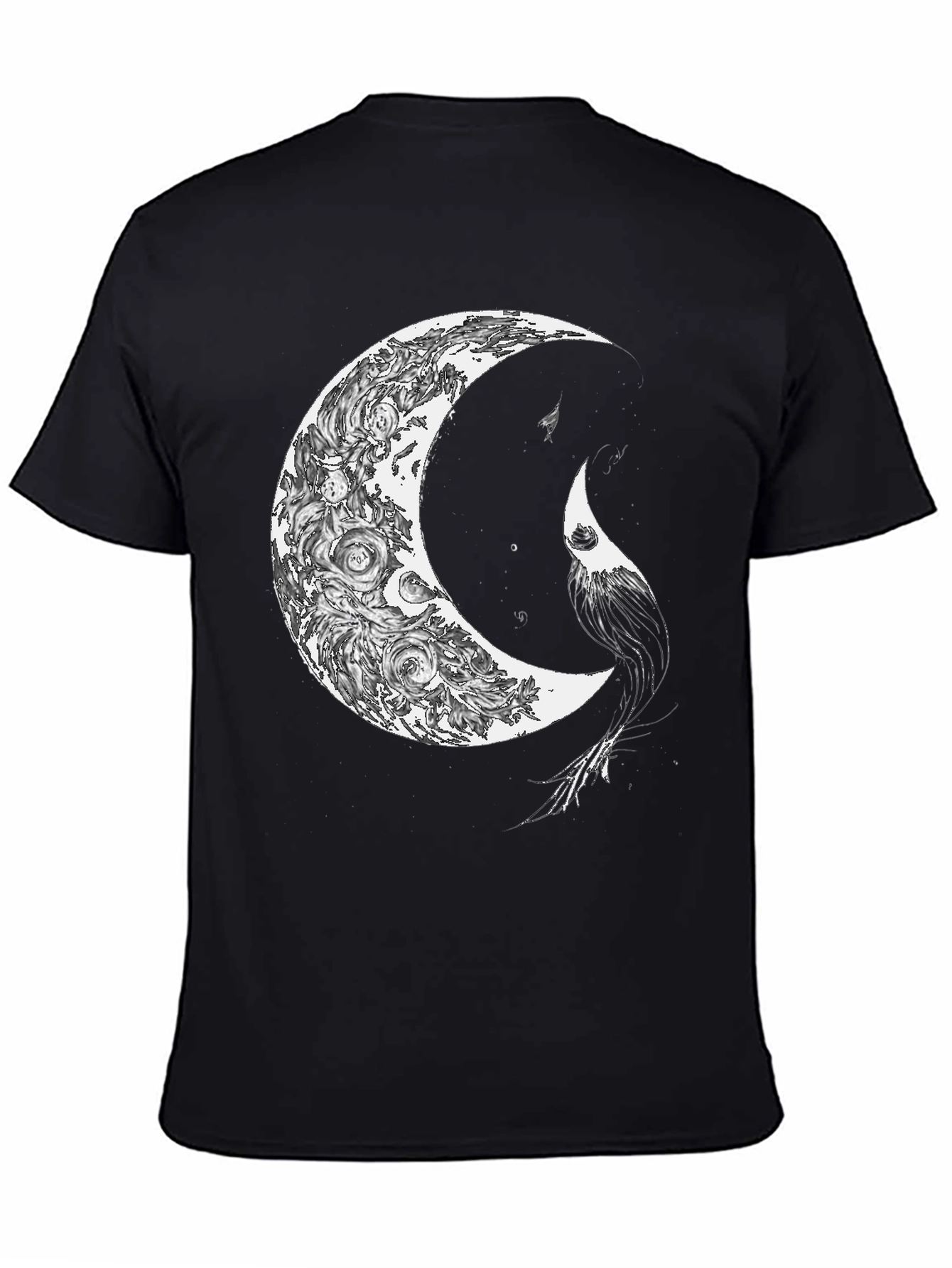 Black Celestial Crescent Moon Graphic Print T-Shirt view 4
