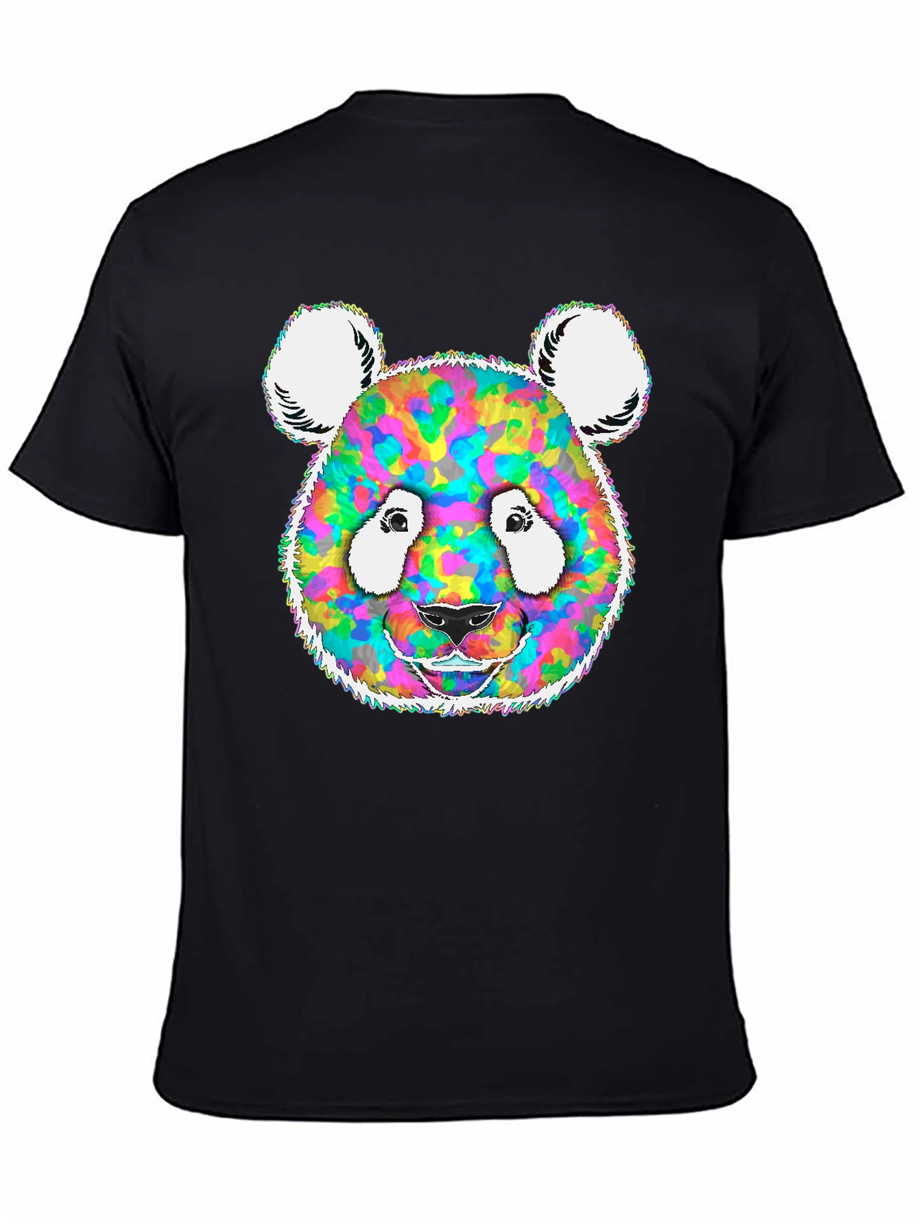 Black Colorful Panda Graphic Tee - Unique Design view 4