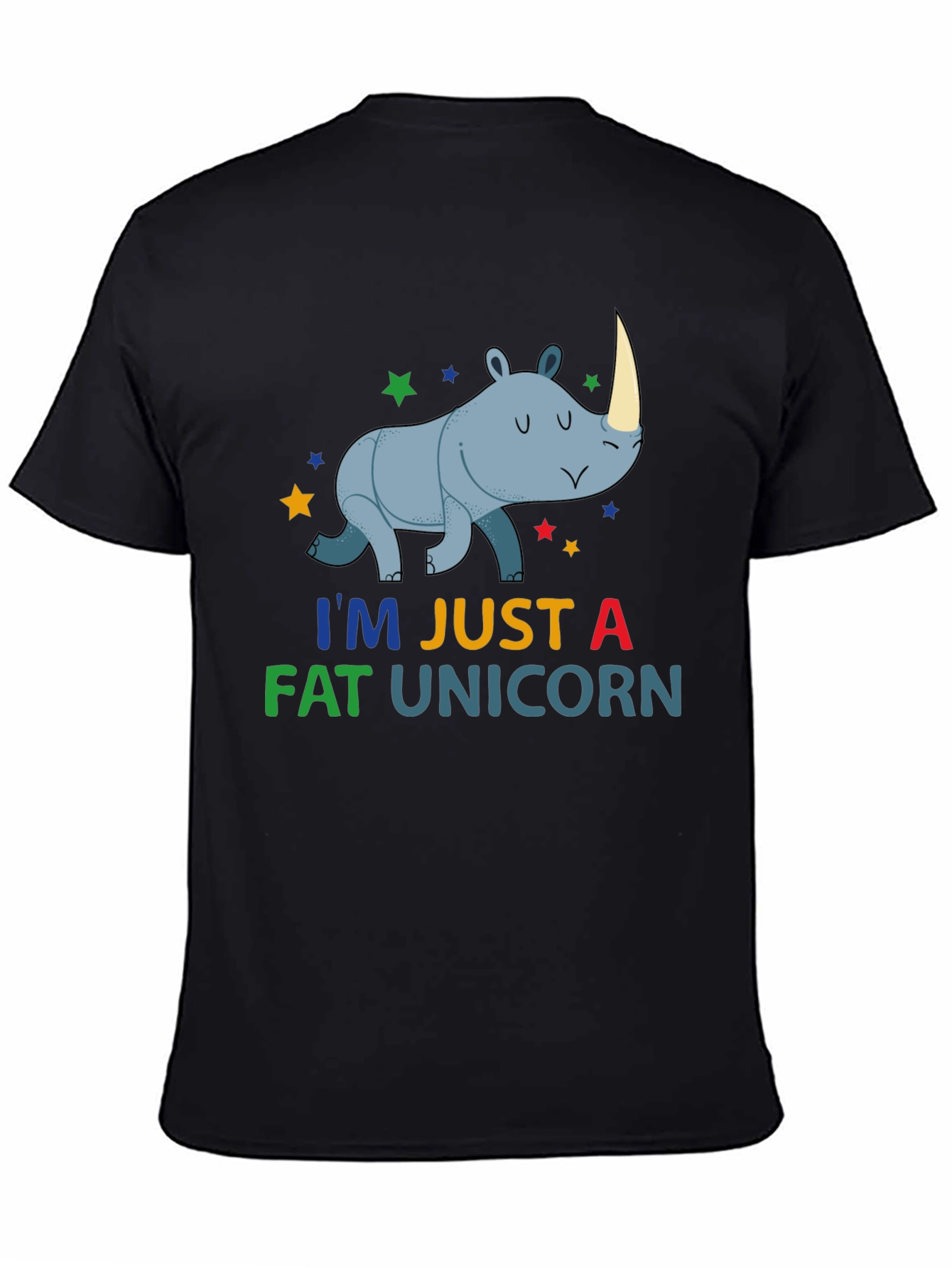 Black Funny Fat Unicorn Rhino Graphic T-Shirt view 4