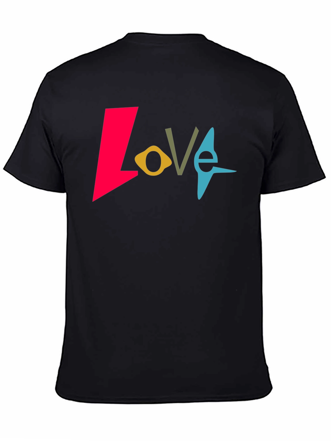 Black Colorful 'Love' Graphic Black T-Shirt view 4