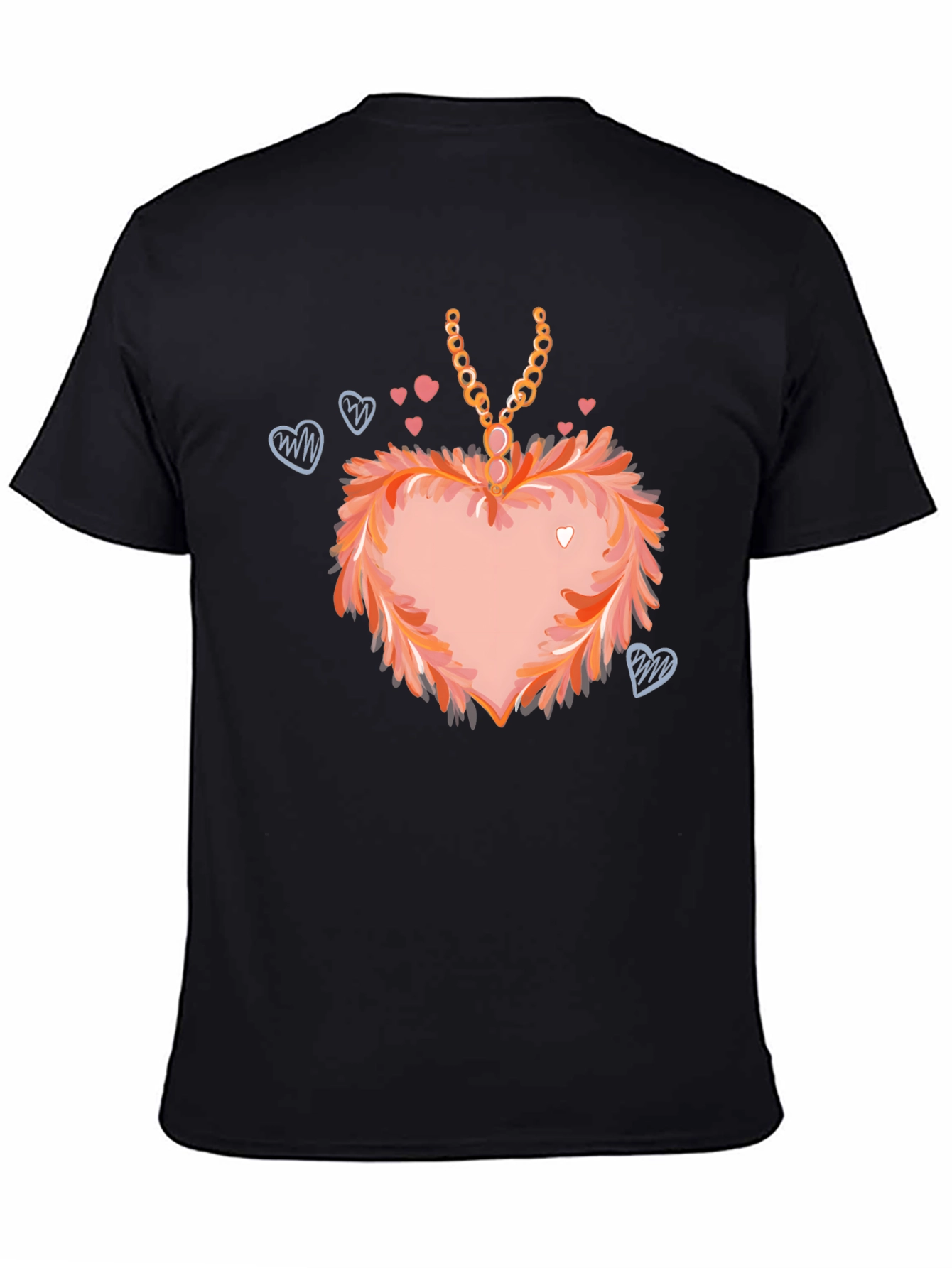 Black Heart Pendant T-Shirt: Fashionable Valentine's Day Apparel view 4