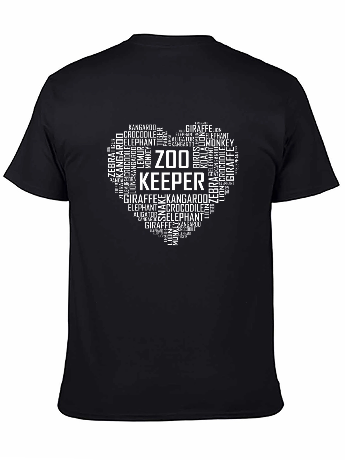 Black Zoo Keeper Word Art Heart T-Shirt view 4