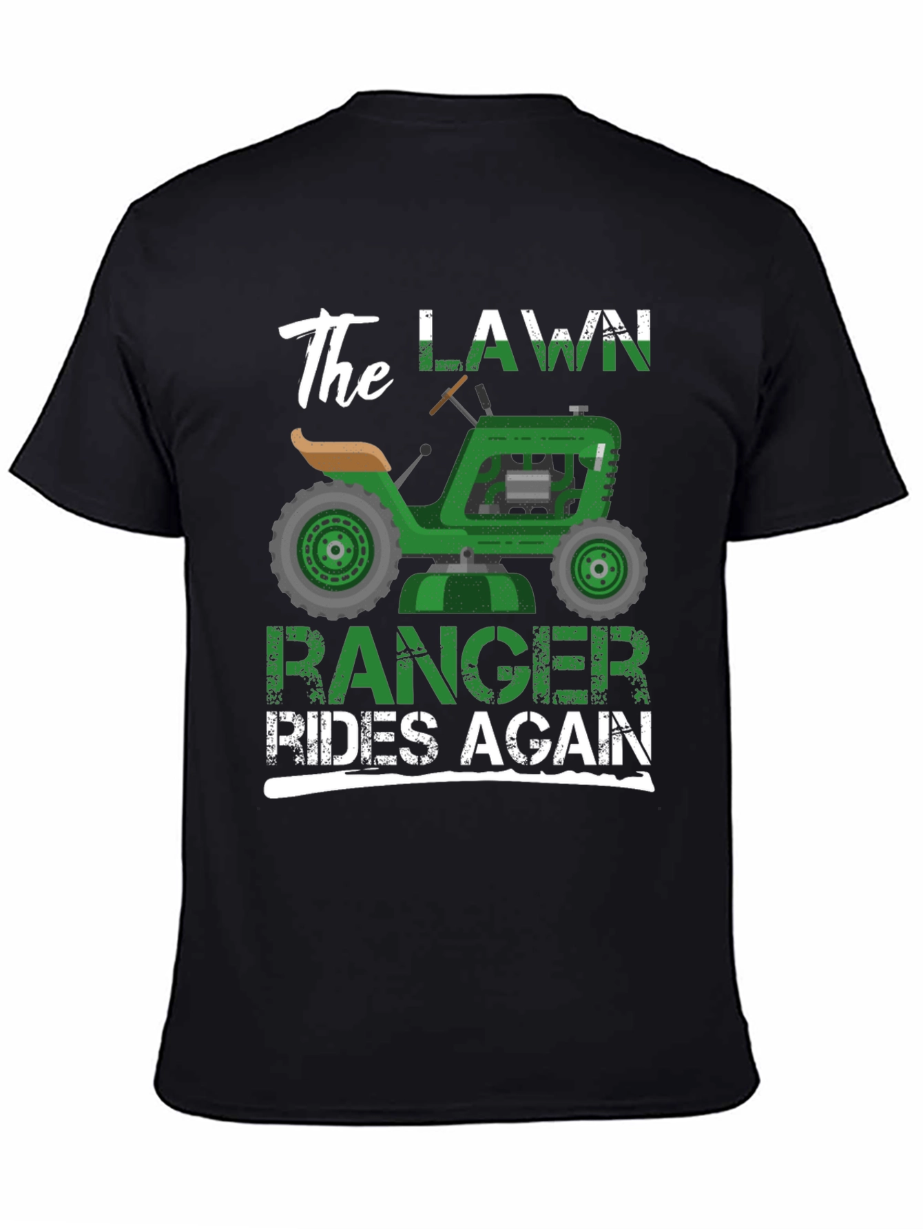 Black The Lawn Ranger Rides Again - Funny T-Shirt view 4