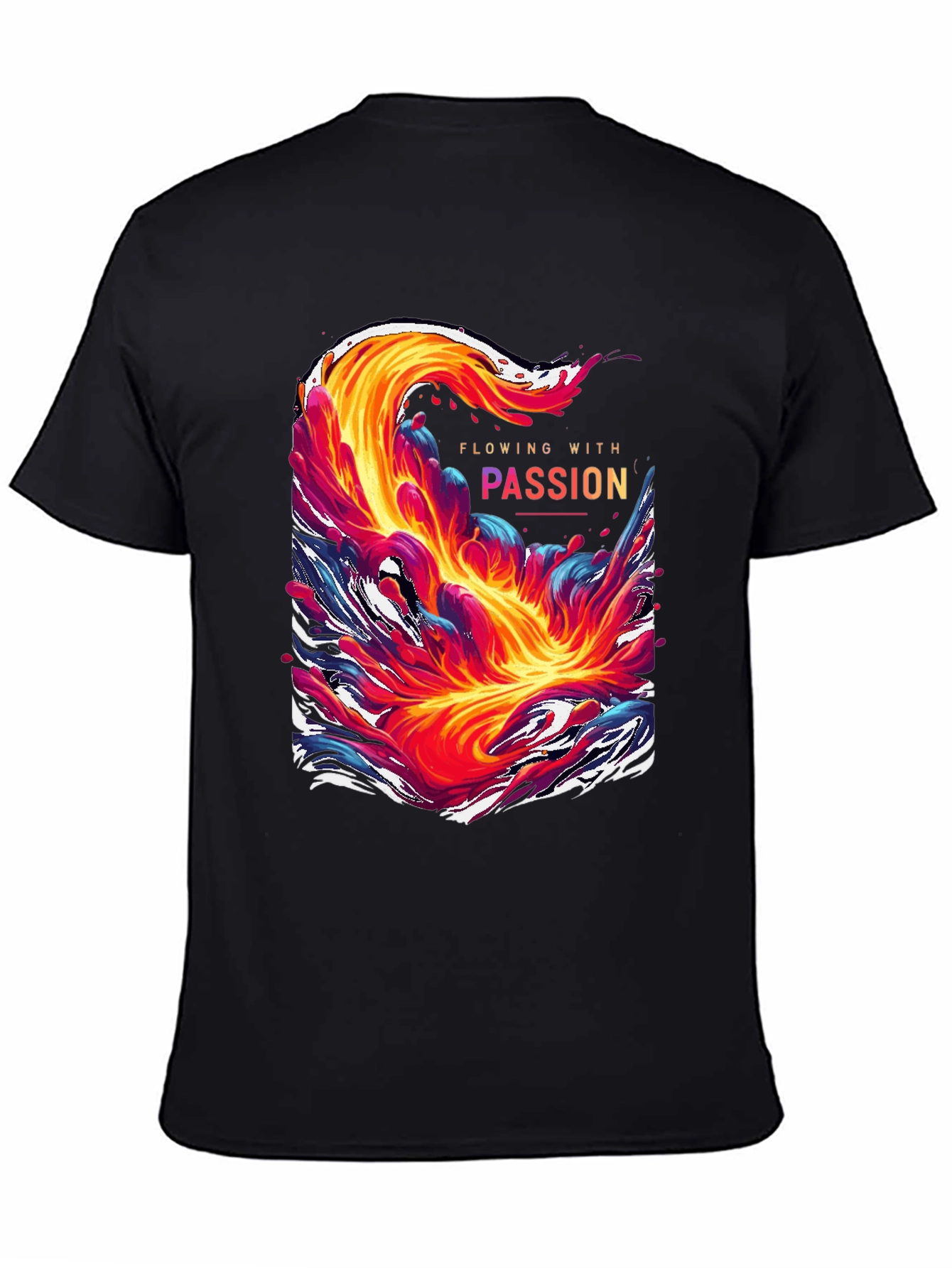 Black Flowing With Passion Graphic Tee - Unique Men's T-Shirt view 4