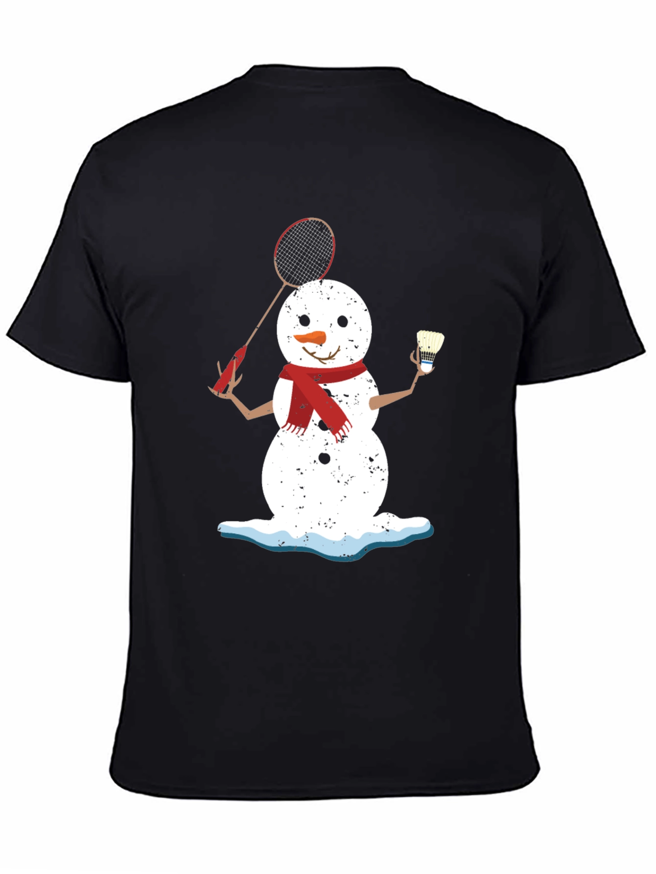 Black Snowman Badminton Player Graphic Tee view 4
