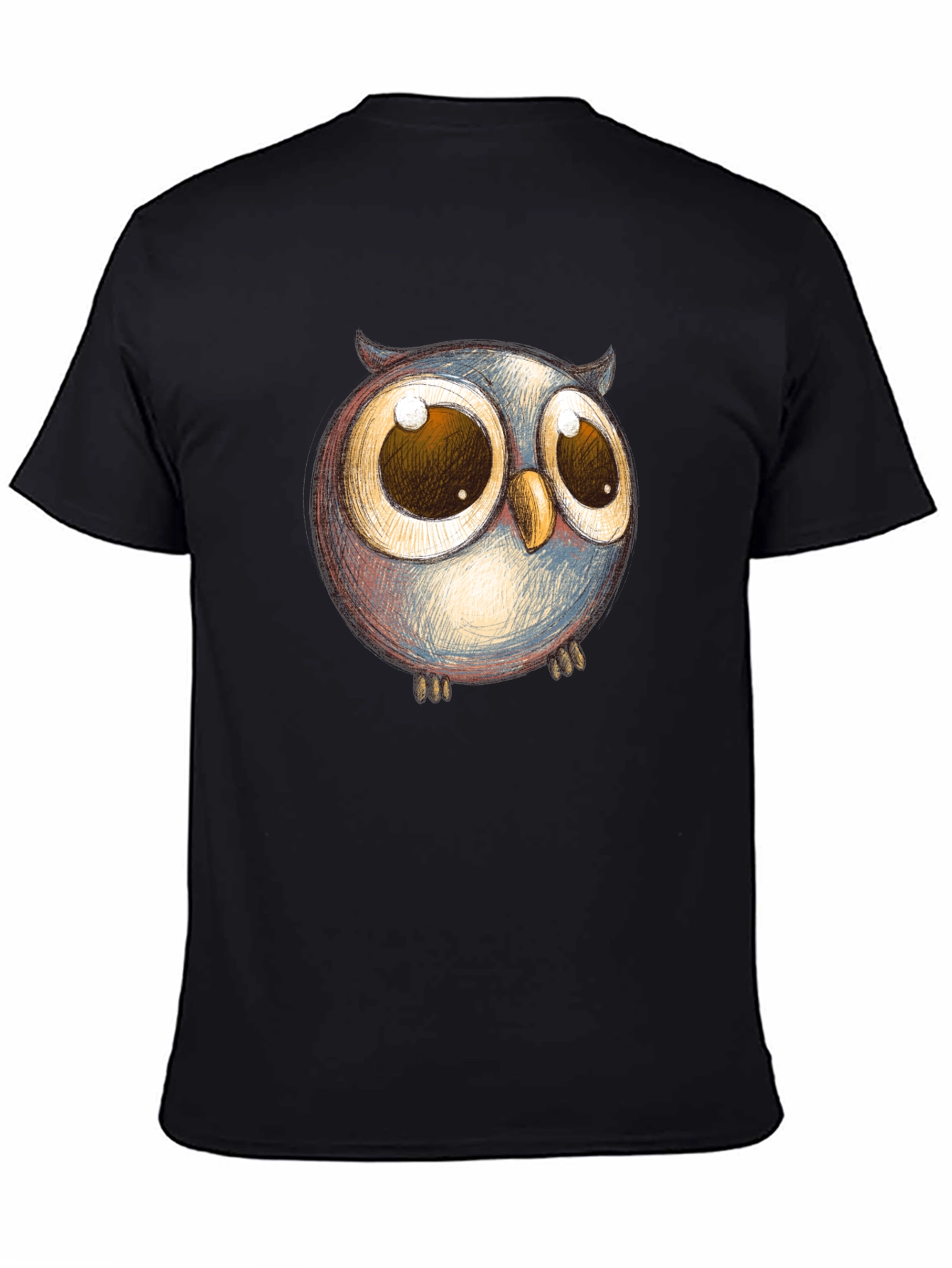 Black Owl Graphic Print Black T-Shirt view 4