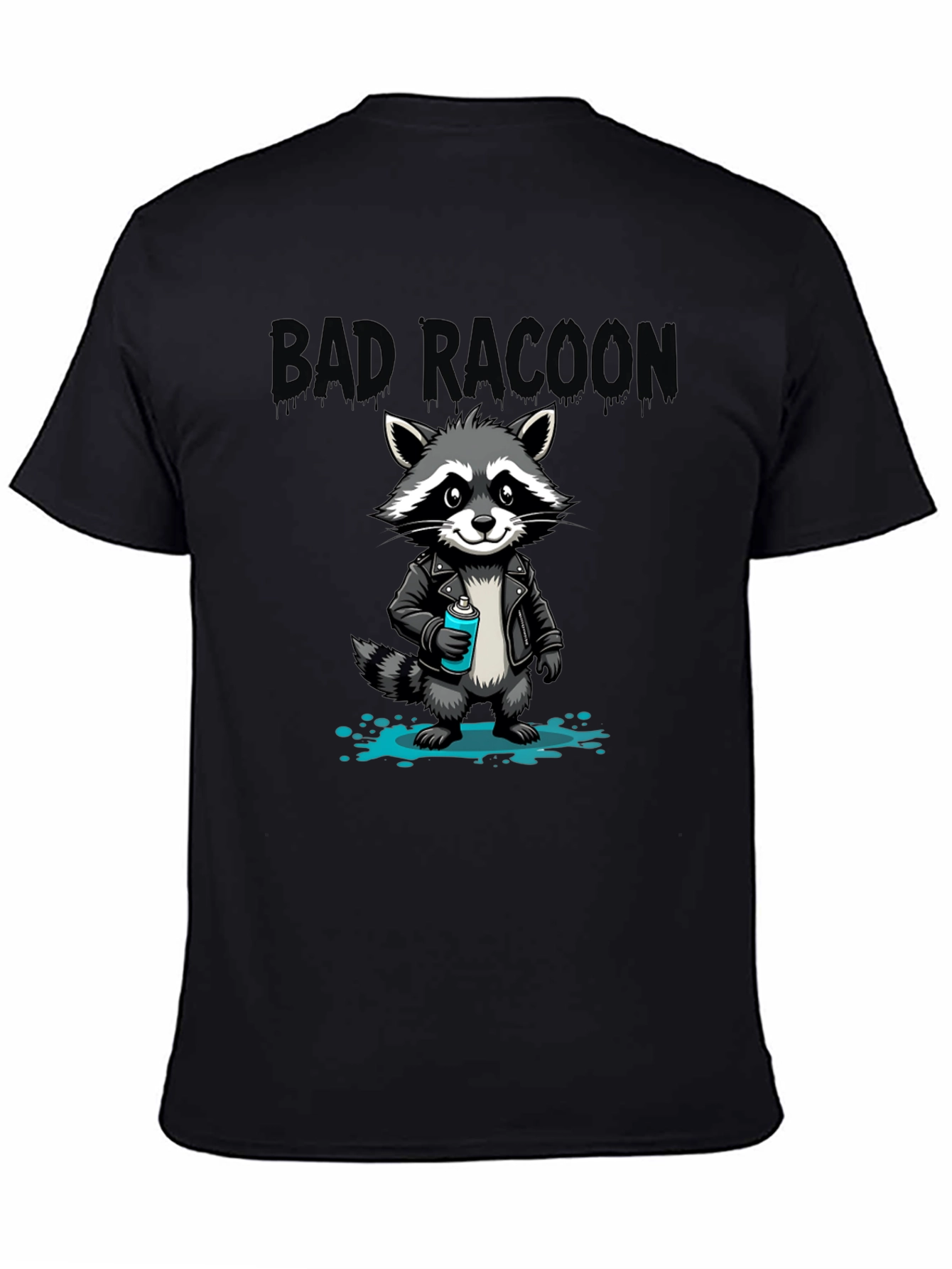Black Bad Raccoon Graphic T-Shirt - Cool Cartoon Design view 4