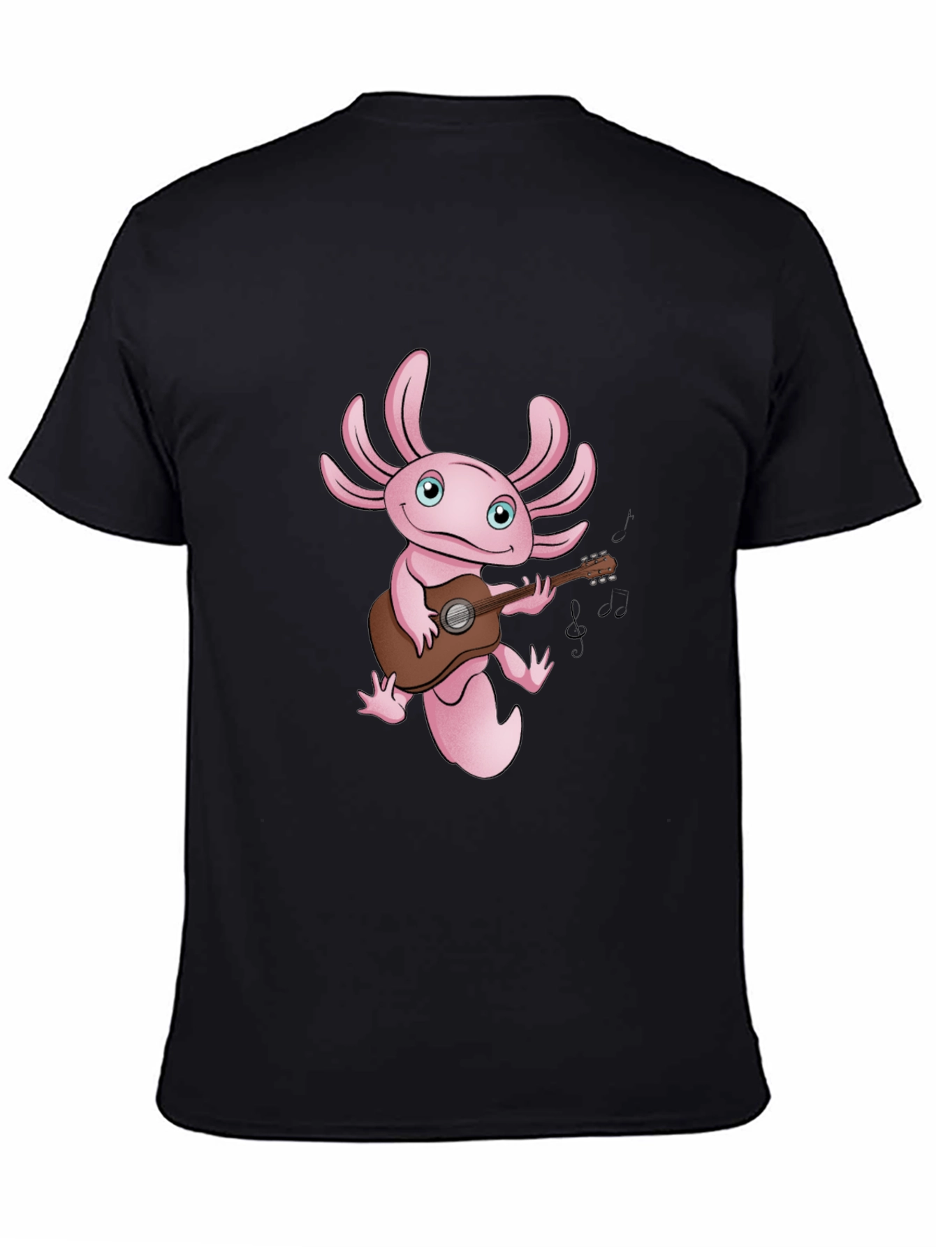 Black Axolotl Guitar Player Graphic T-Shirt - Black view 4