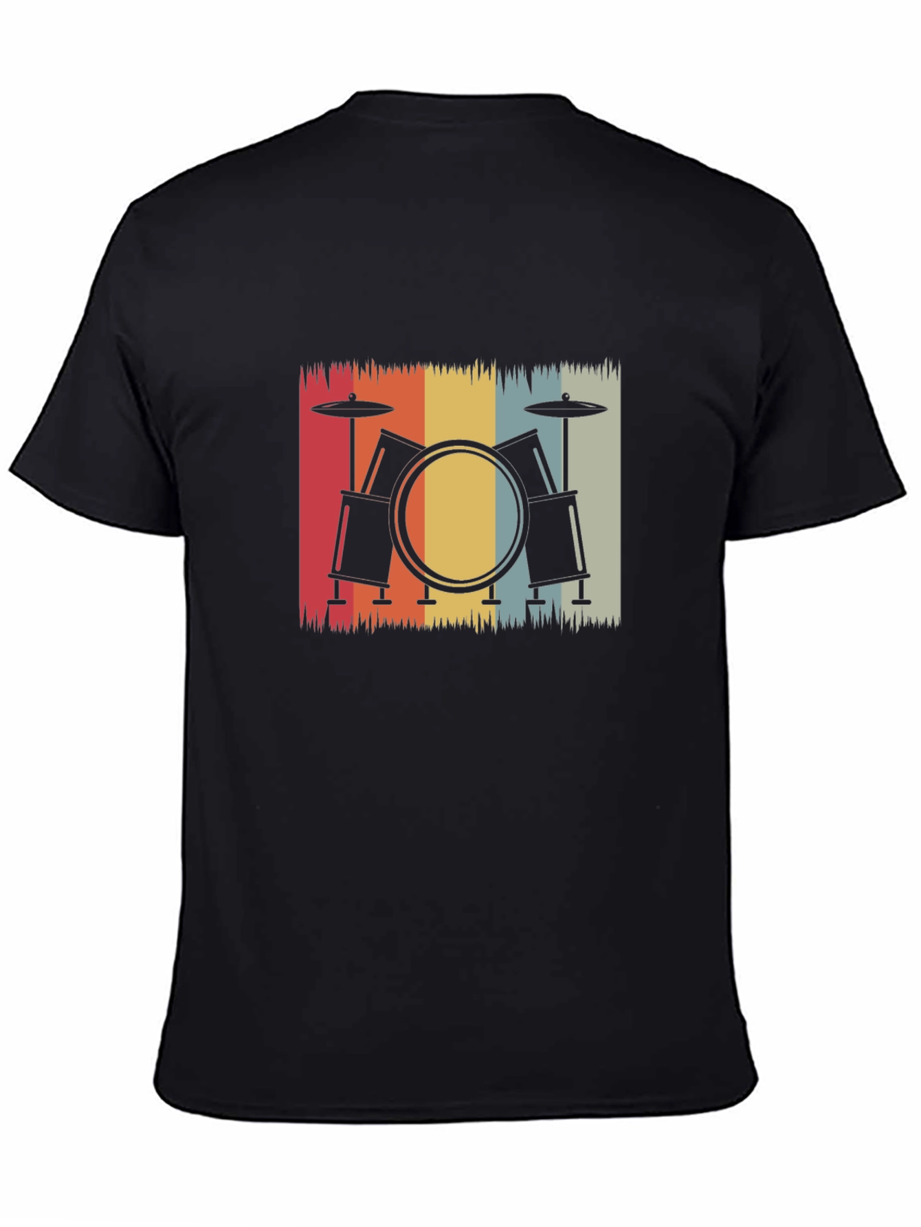 Black Retro Drum Set Graphic Tee - Musician's Essential view 4