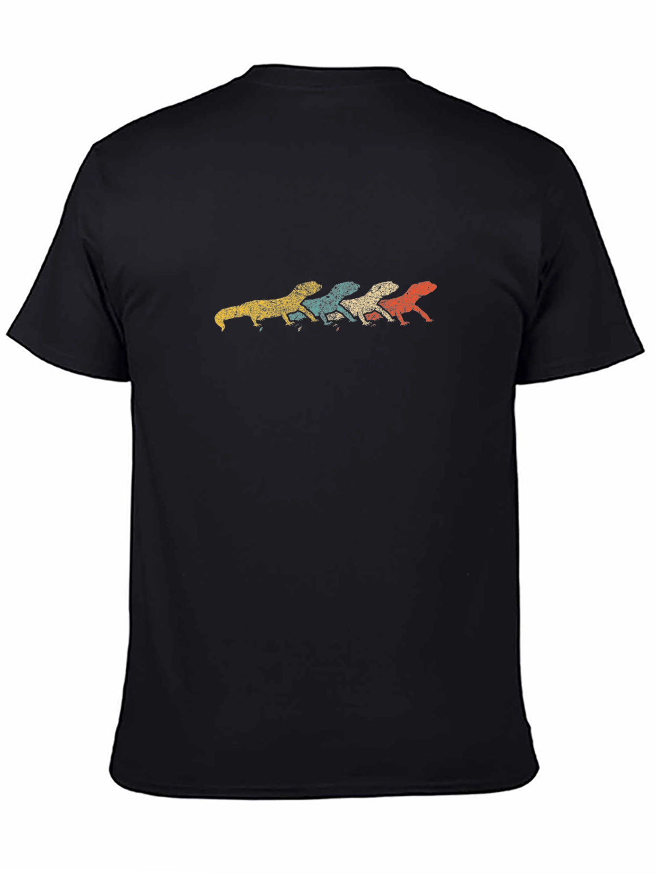 Black Retro Gecko T-Shirt - Colorful Lizard Design view 4