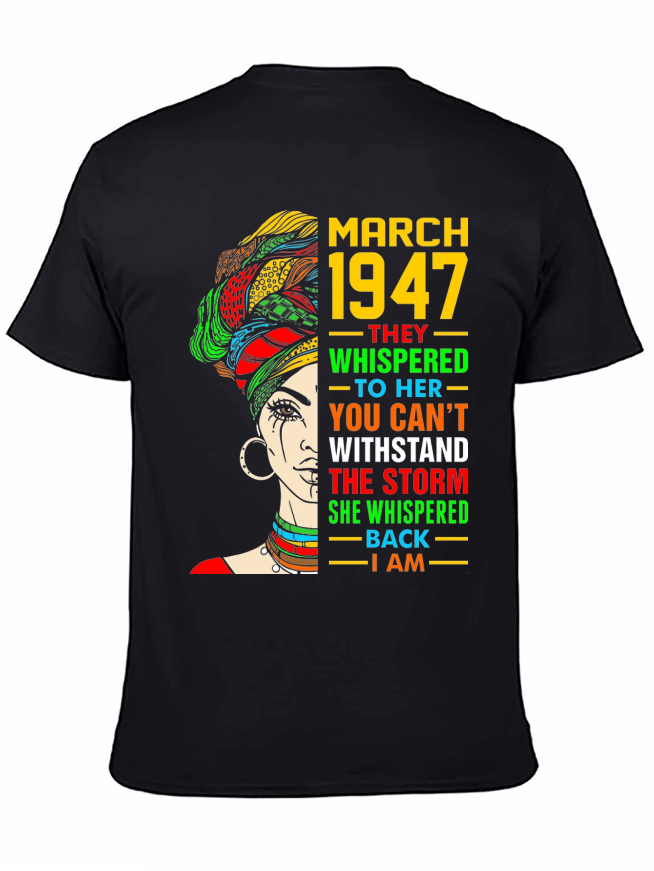 Black March 1947 Black Woman T-Shirt view 4