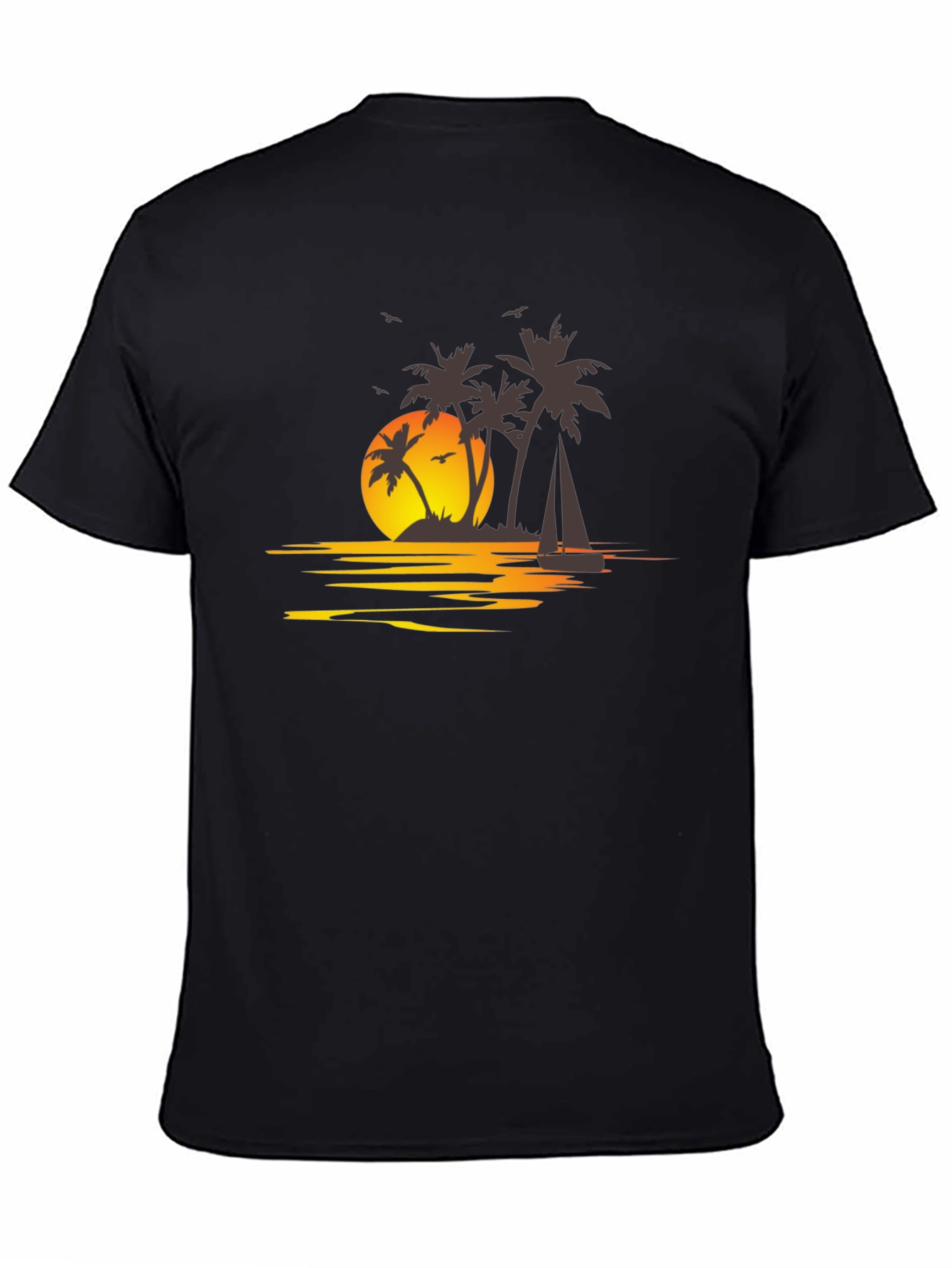 Black Sunset Palm Tree T-Shirt - Island Getaway Vibes view 4