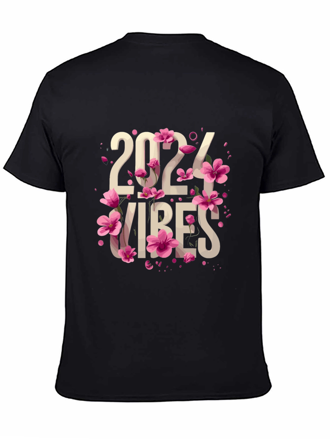 Black 2024 Vibes Floral T-Shirt view 4