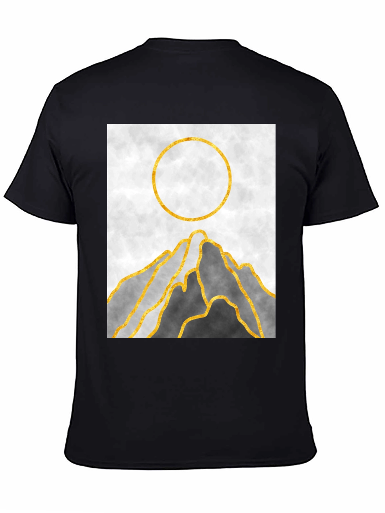 Black Abstract Mountain Sunset Graphic Tee view 4