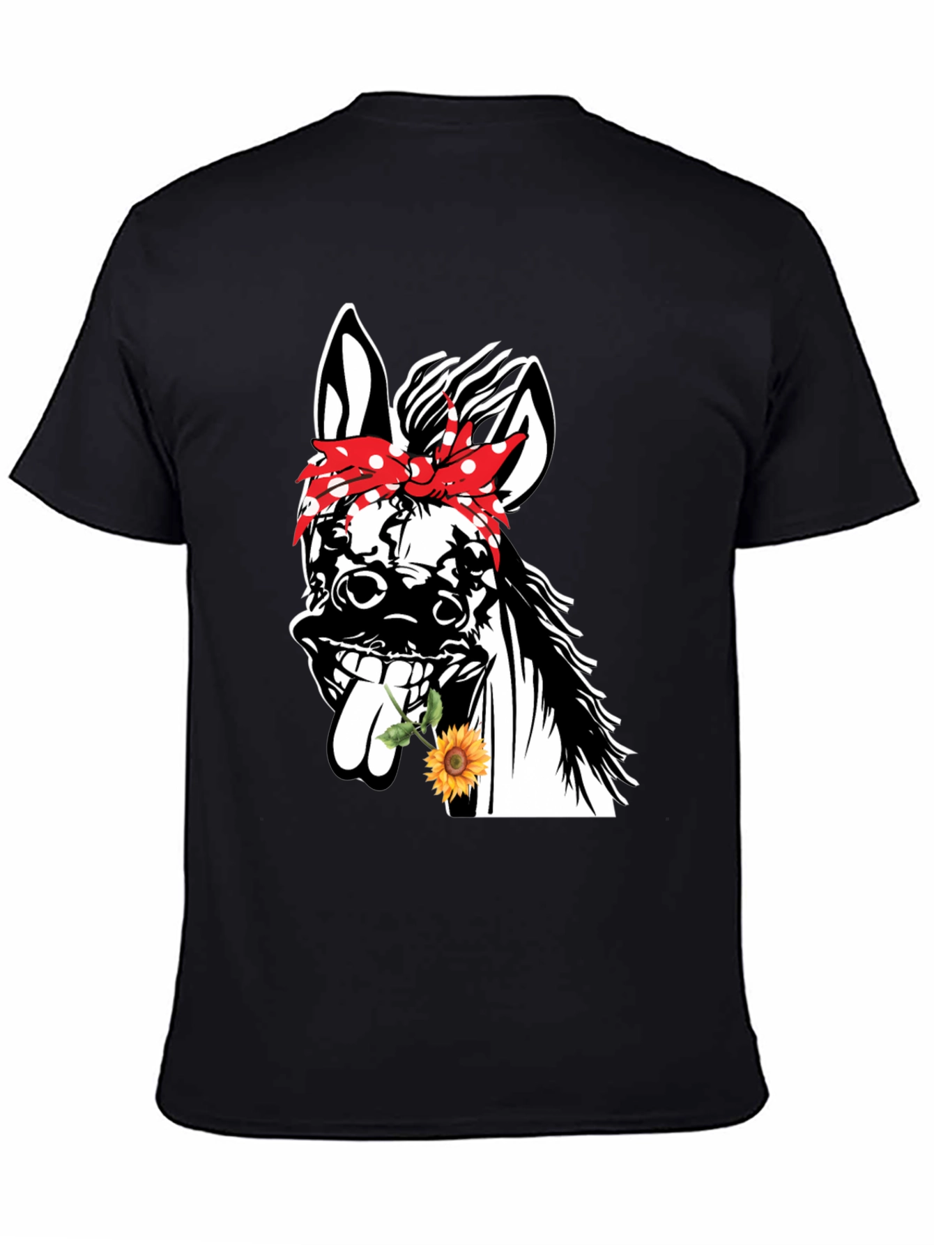 Black Funny Donkey Sunflower T-Shirt view 4