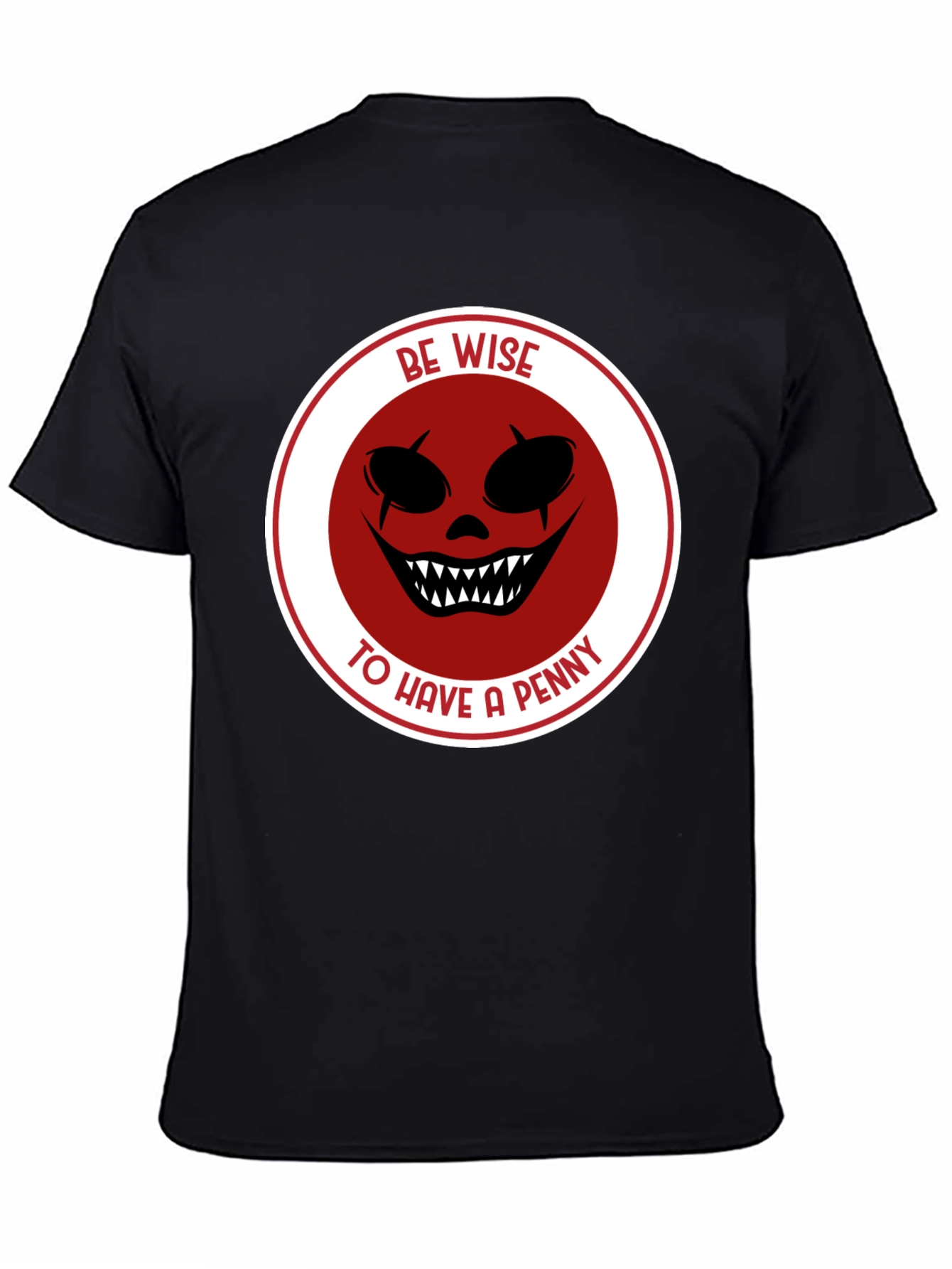 Black Be Wise Scary Clown Graphic Black T-Shirt view 4