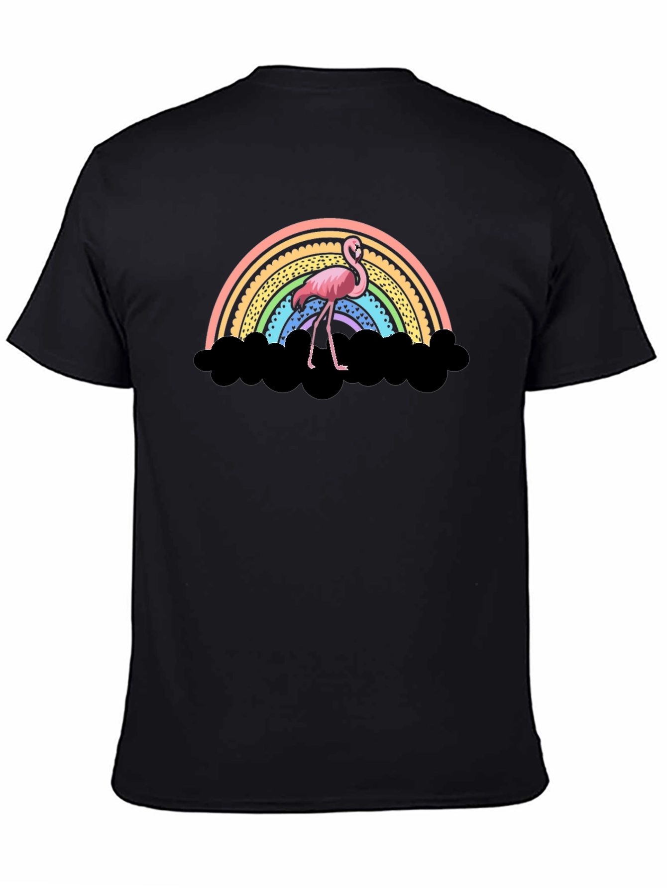 Black Flamingo Rainbow T-Shirt - Unique Graphic Tee view 4