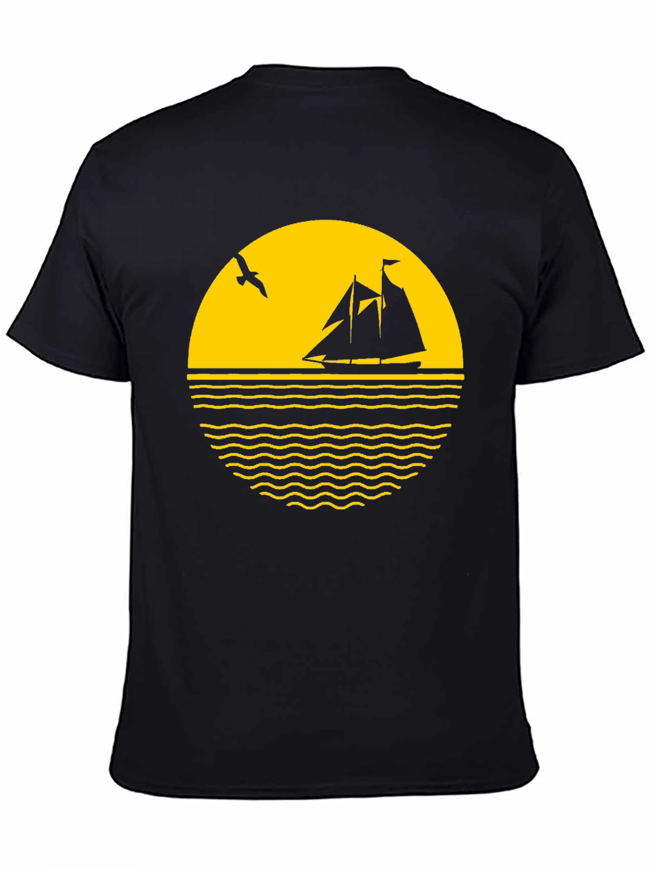 Black Nautical Sunset Graphic Tee - Black Cotton Blend view 4