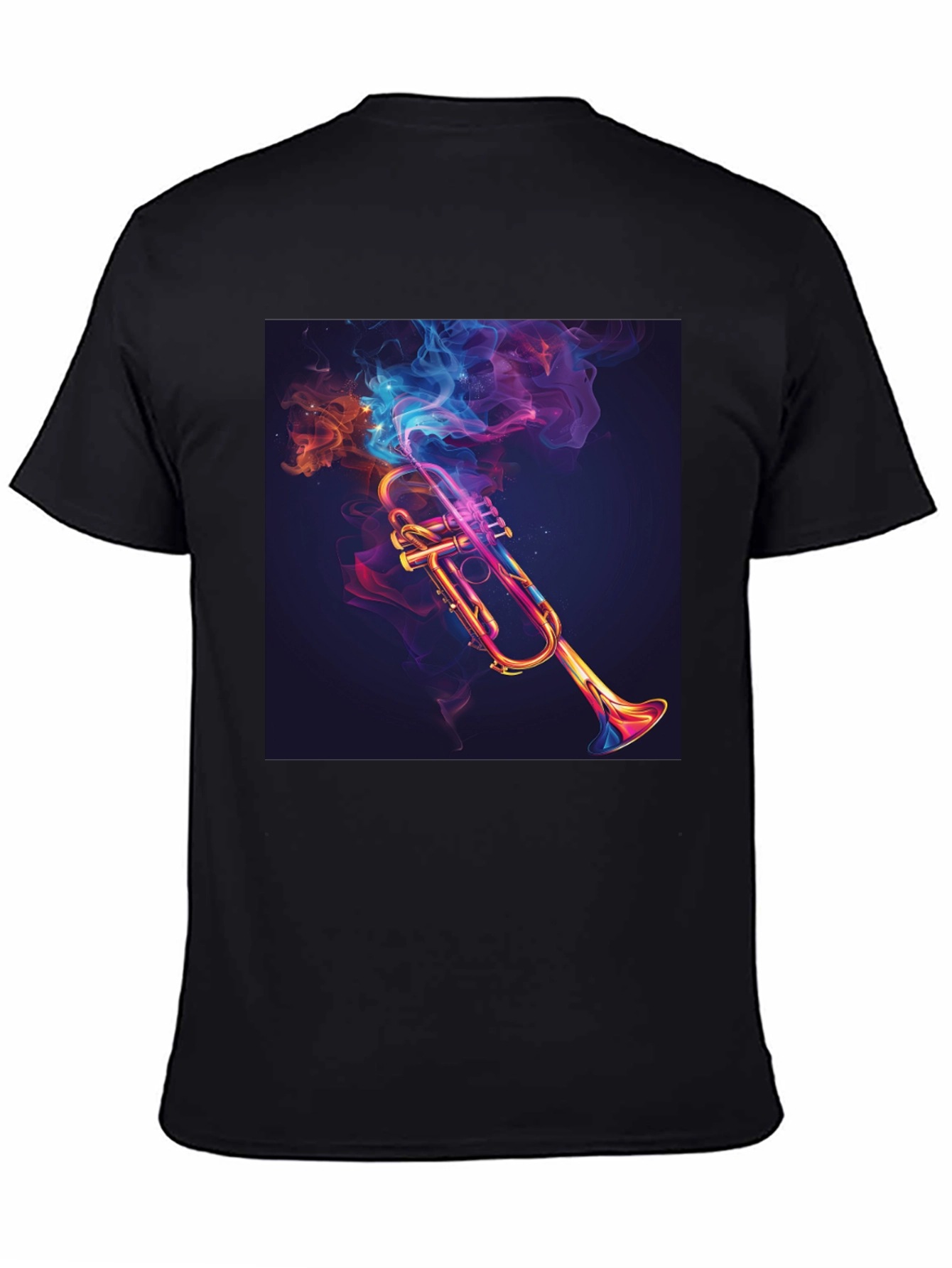 Black Smoky Trumpet Graphic Tee - Black Cotton Comfort view 4