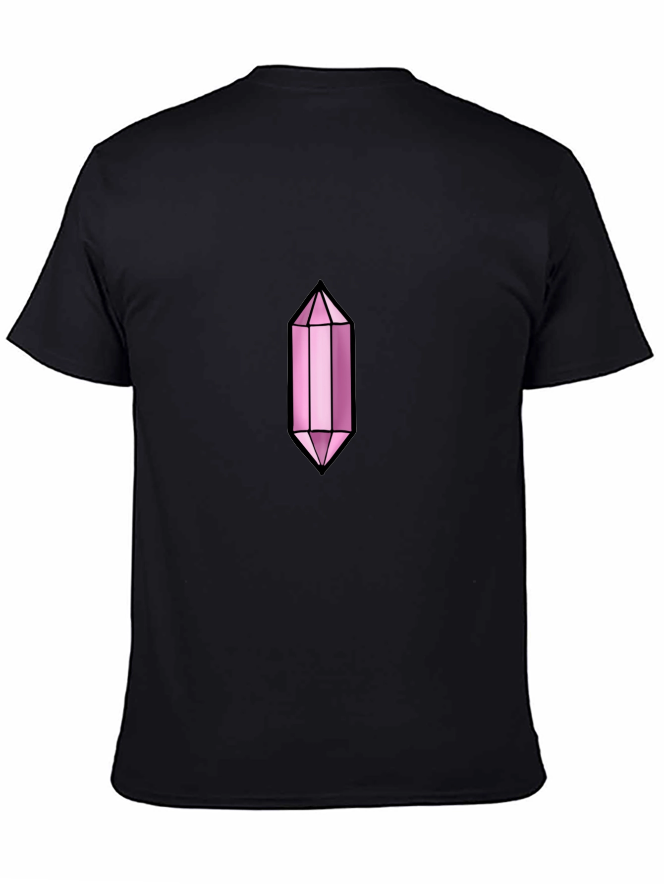 Black Men's Black T-Shirt with Pink Crystal Graphic view 4