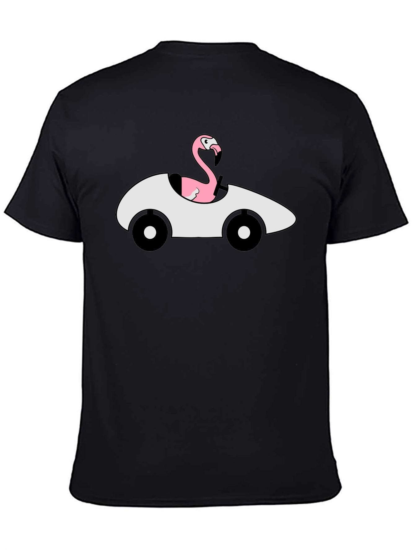 Black Flamingo Driving Car Graphic T-Shirt view 4
