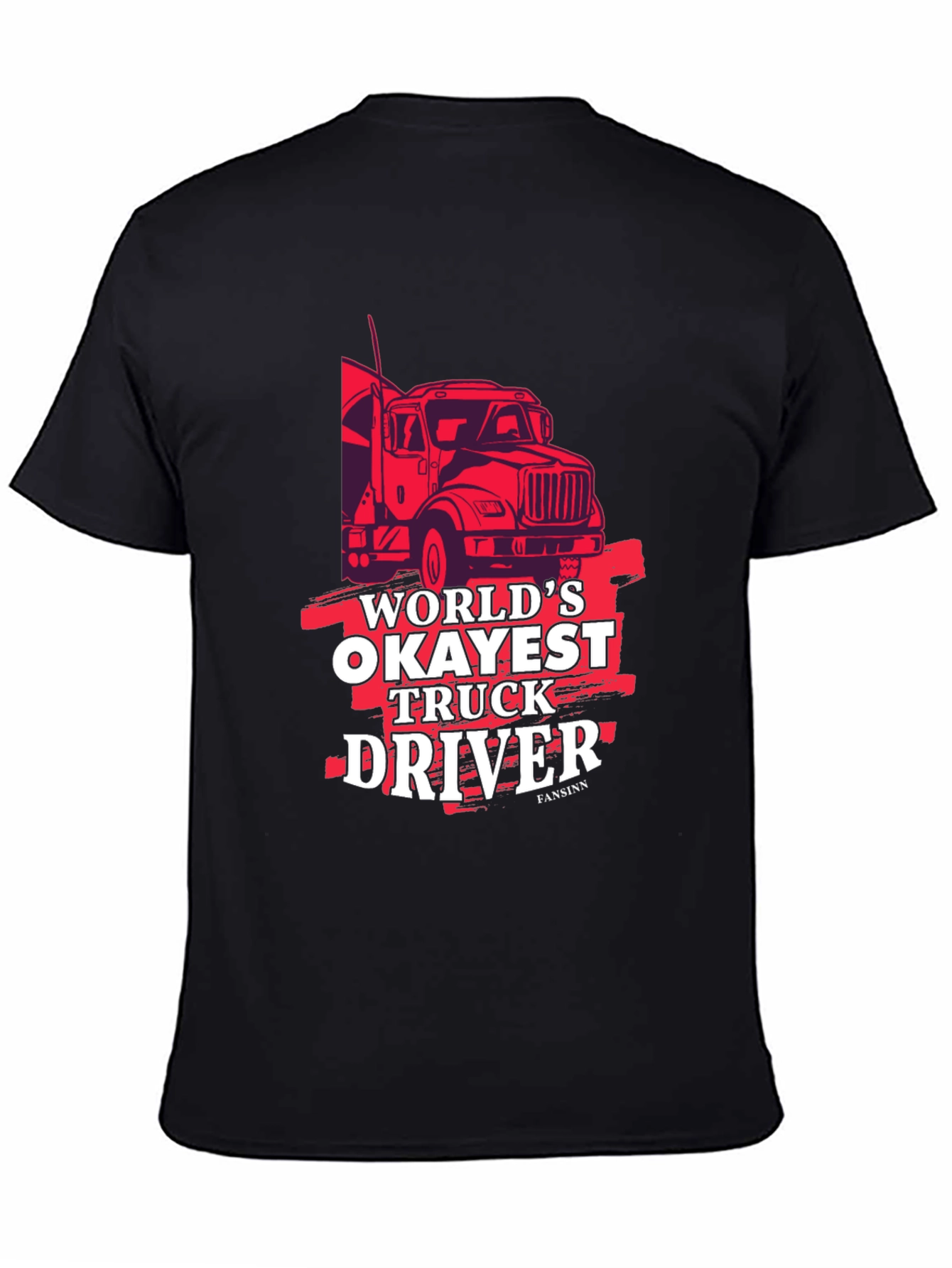 Black World's Okayest Truck Driver Black Graphic Tee view 4