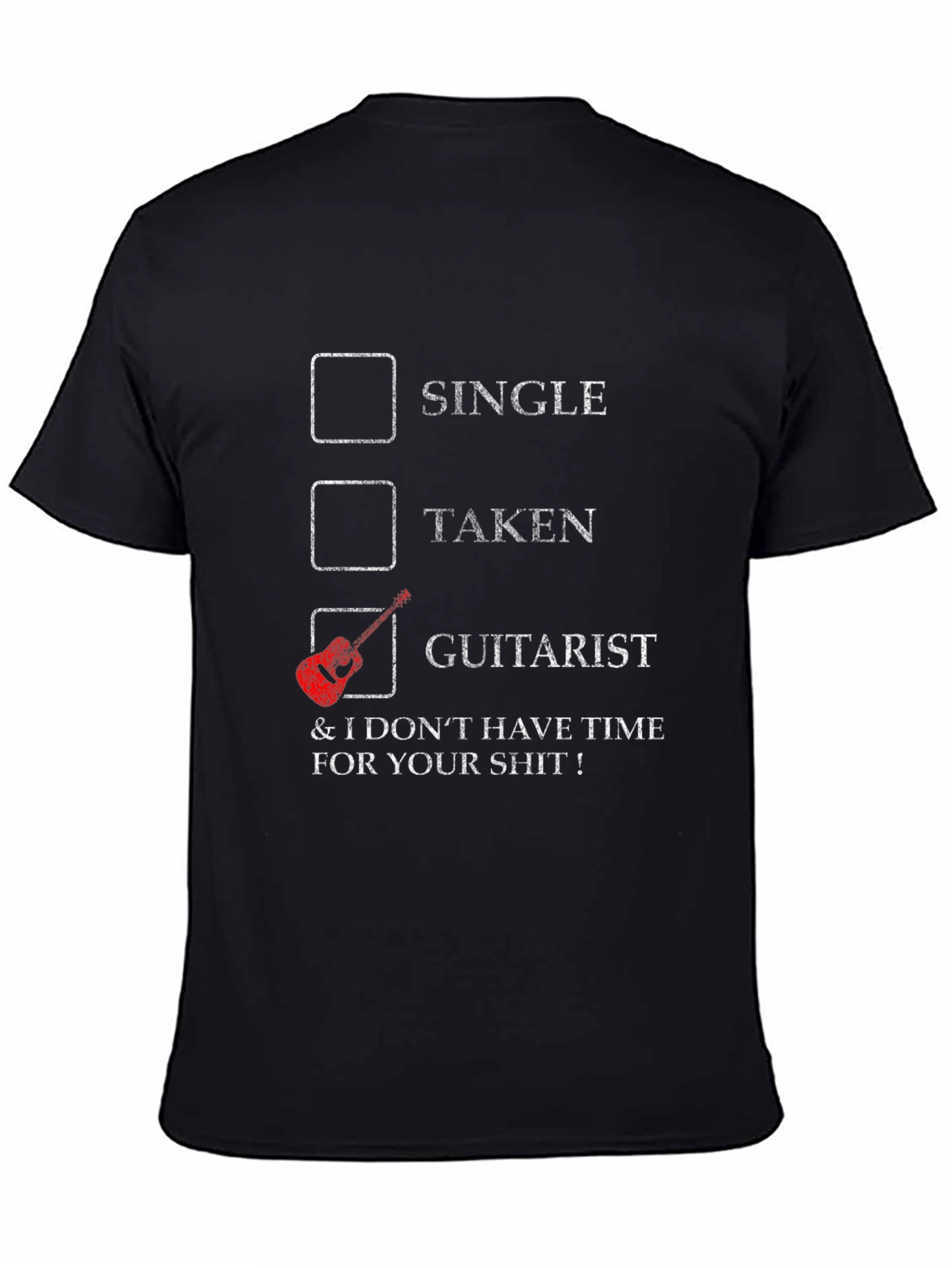 Black Guitarist T-Shirt - Single Taken Graphic Tee view 4