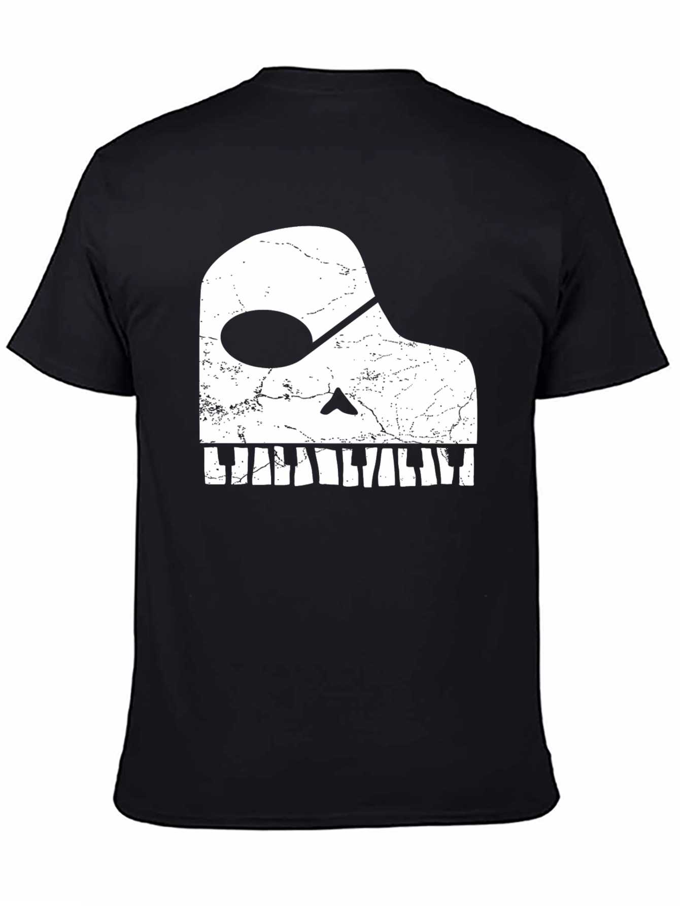 Black Piano Skull Graphic Tee - Musician Novelty T-Shirt view 4