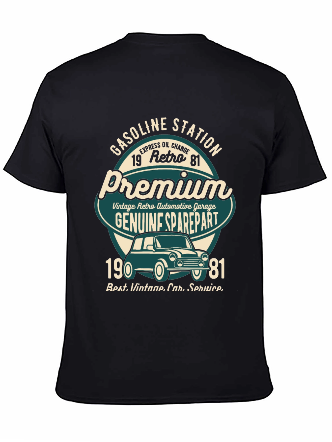 Black Vintage Retro Car T-Shirt - Gasoline Station Premium Design view 4