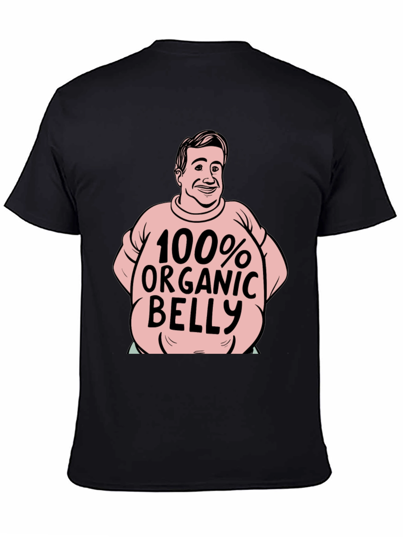 Black Organic Belly Funny T-Shirt view 4