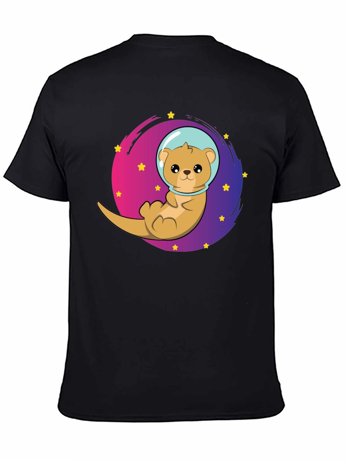 Black Space Otter T-Shirt - Galaxy Cute Tee view 4