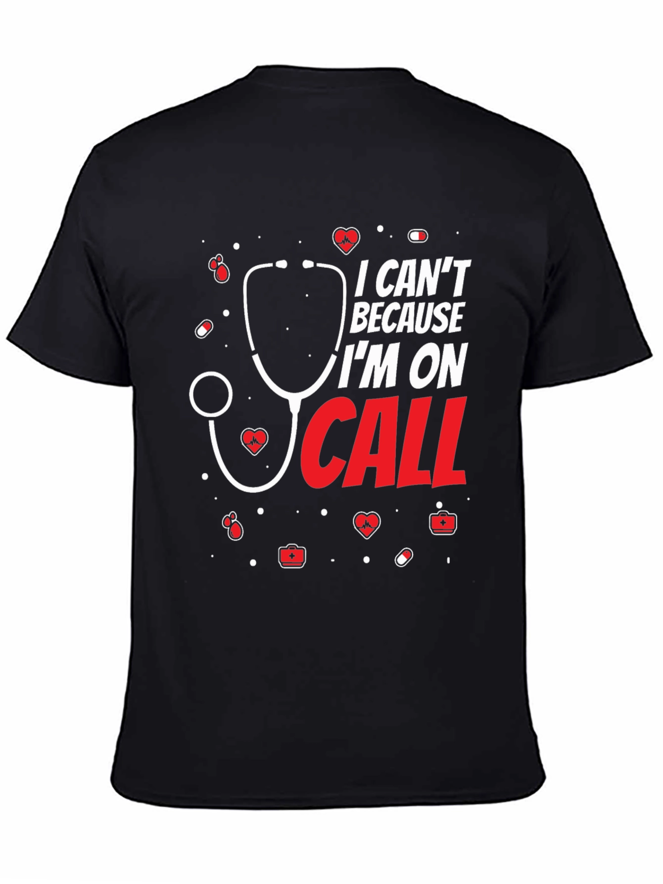 Black On Call Nurse T-Shirt - Medical Staff Apparel view 4