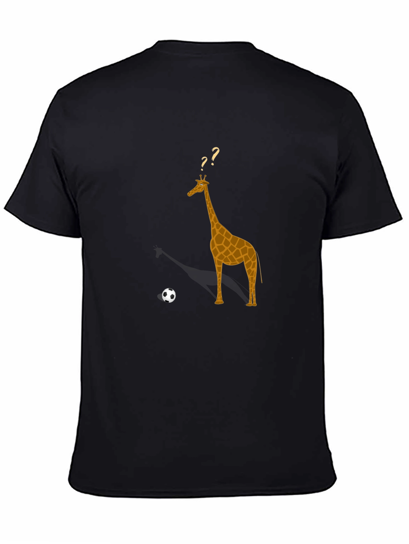 Black Giraffe Soccer T-Shirt - Black Cotton Tee view 4