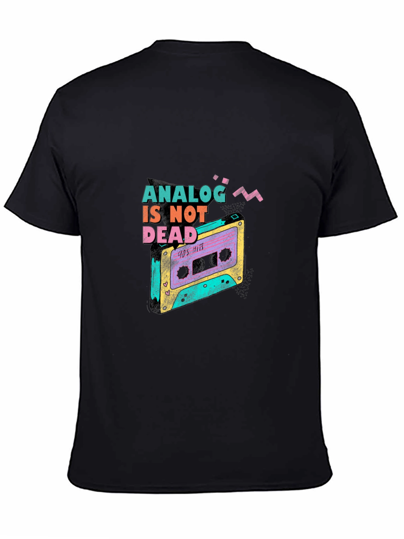 Black Analog Is Not Dead Retro Cassette Tape 90s T-Shirt view 4