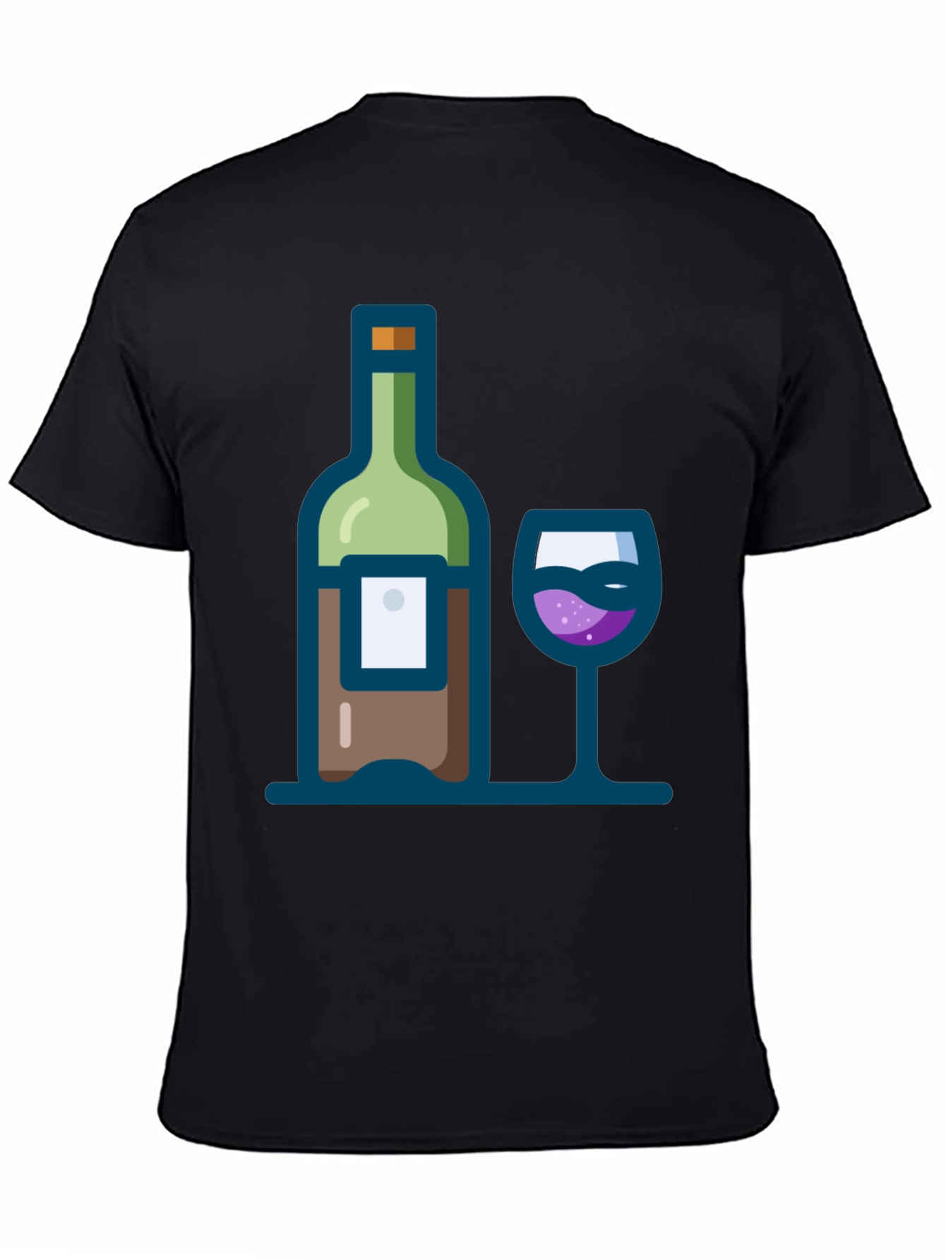 Black Wine Bottle and Glass Graphic Tee view 4