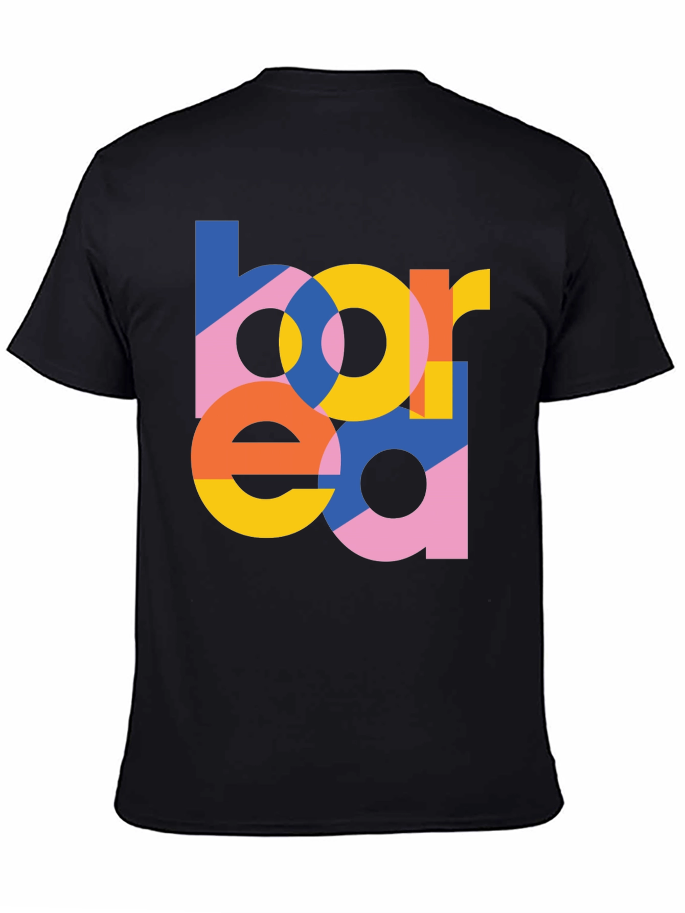 Black Bored Graphic Print Crew Neck T-Shirt view 4