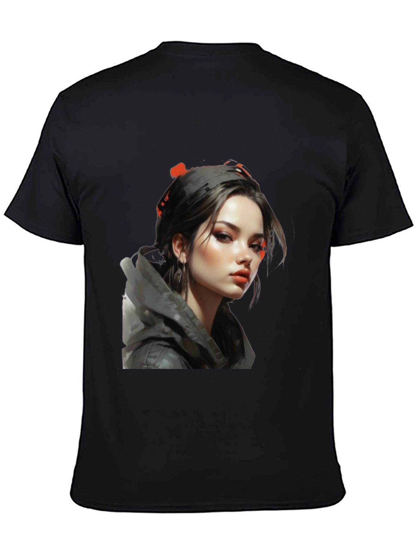 Black Girl Portrait Graphic Tee - Stylish Black T-Shirt view 4