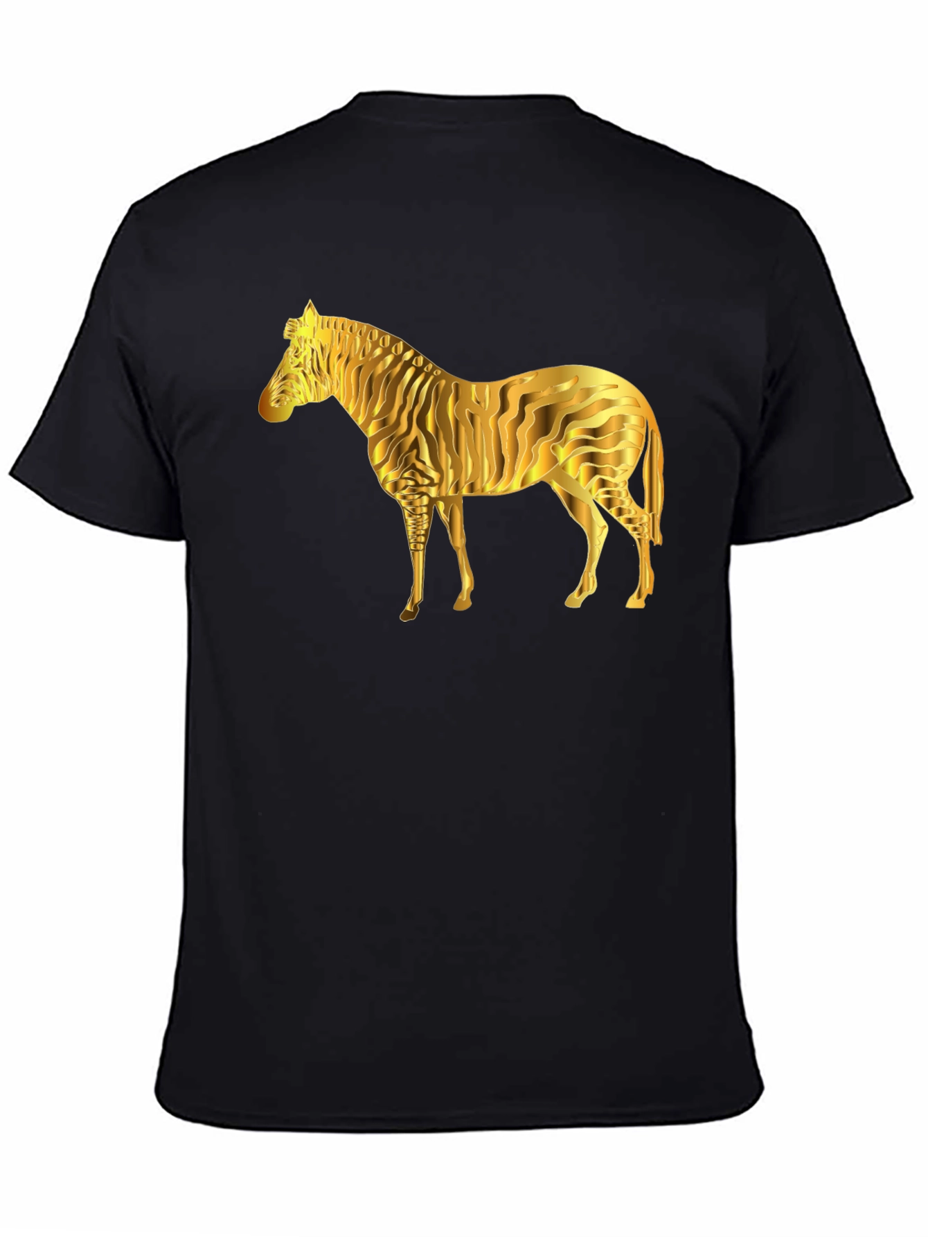 Black Golden Zebra Graphic Black T-Shirt view 4