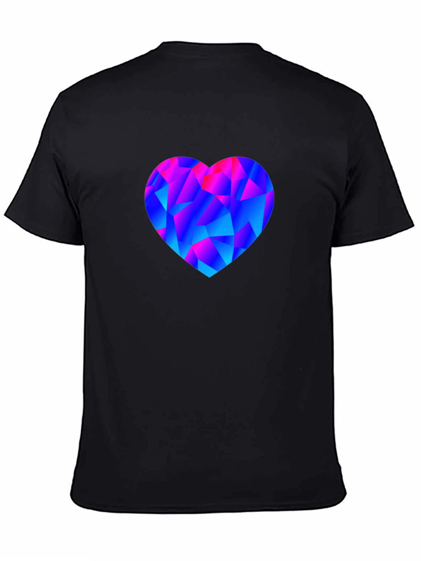 Black Geometric Heart Print Black T-Shirt view 4