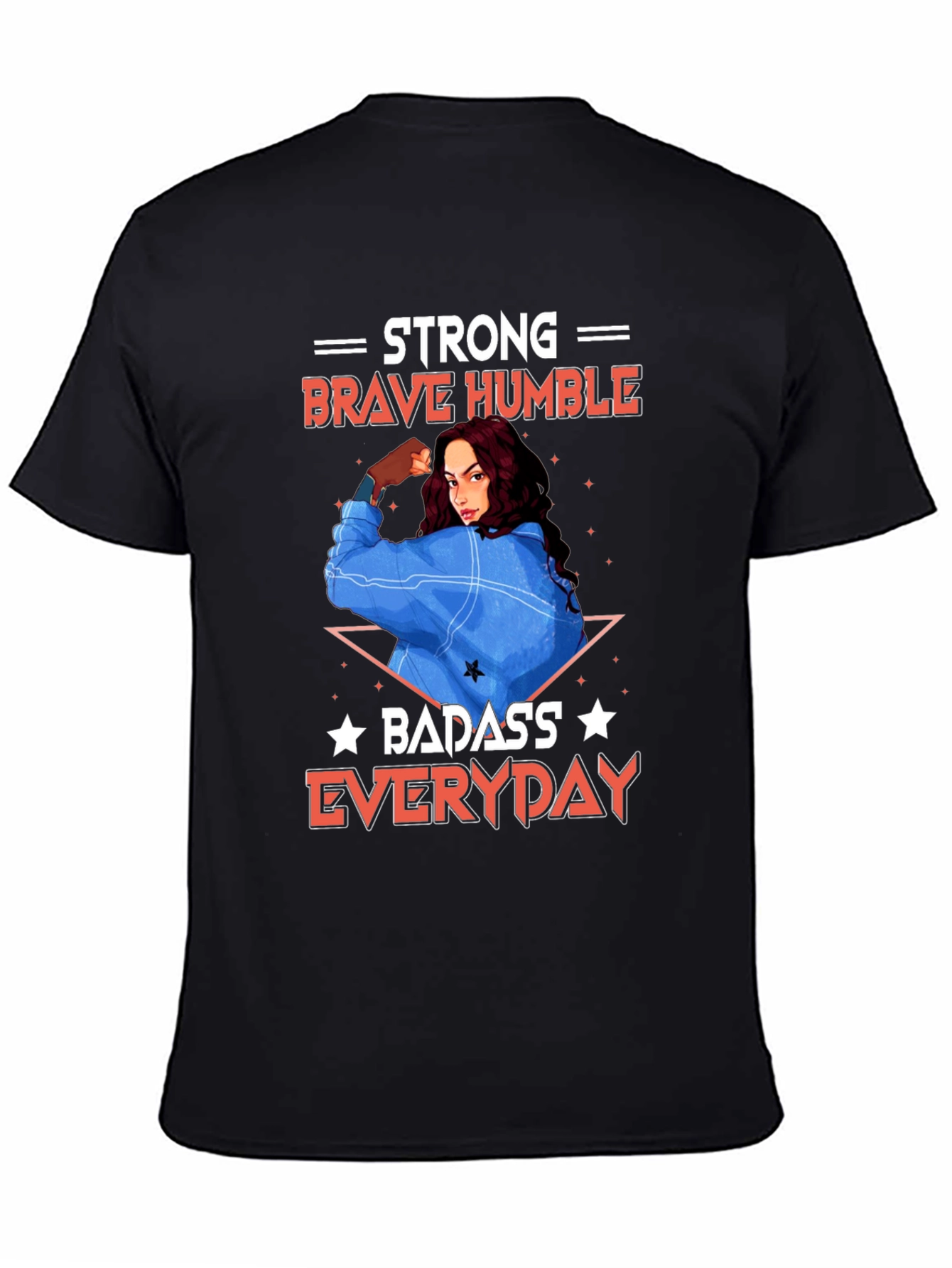 Black Strong Brave Humble Graphic T-Shirt view 4