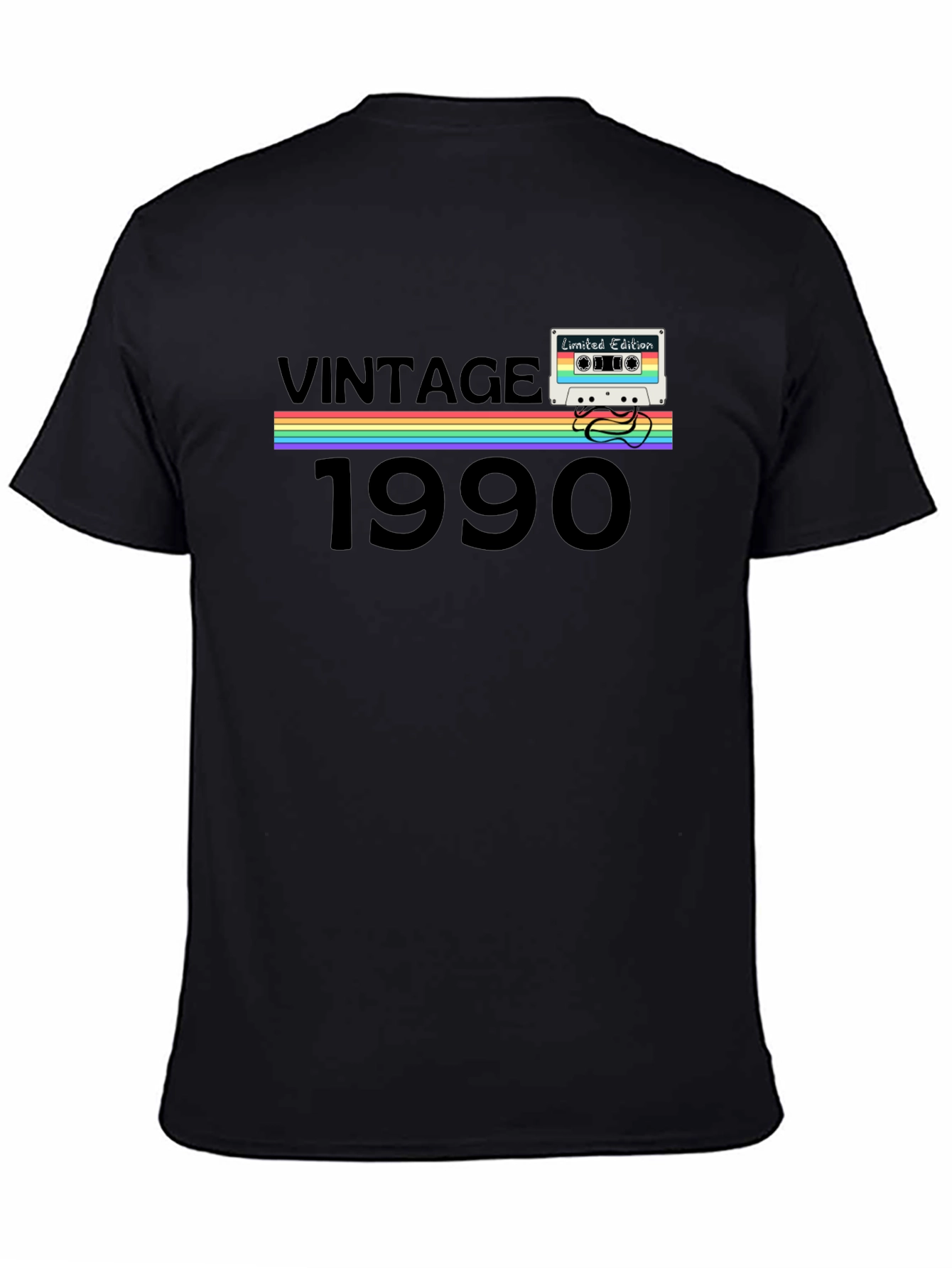 Black Vintage 1990 Cassette Tape T-Shirt view 4